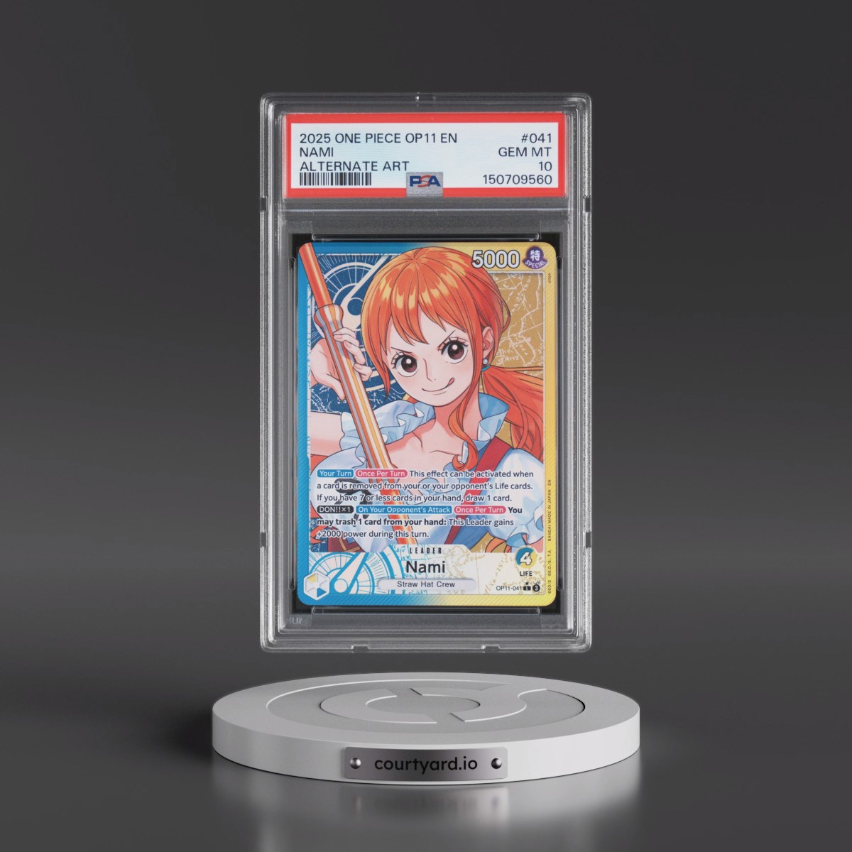 2025 One Piece OP11-A Fist of Divine Speed #041 Nami - Alternate Art (PSA 10 GEM MINT)