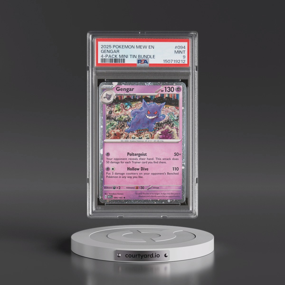 2025 Pokémon Mew EN-151 #094 Gengar - 4-Pack Mini Tin Bundle (PSA 9 MINT)