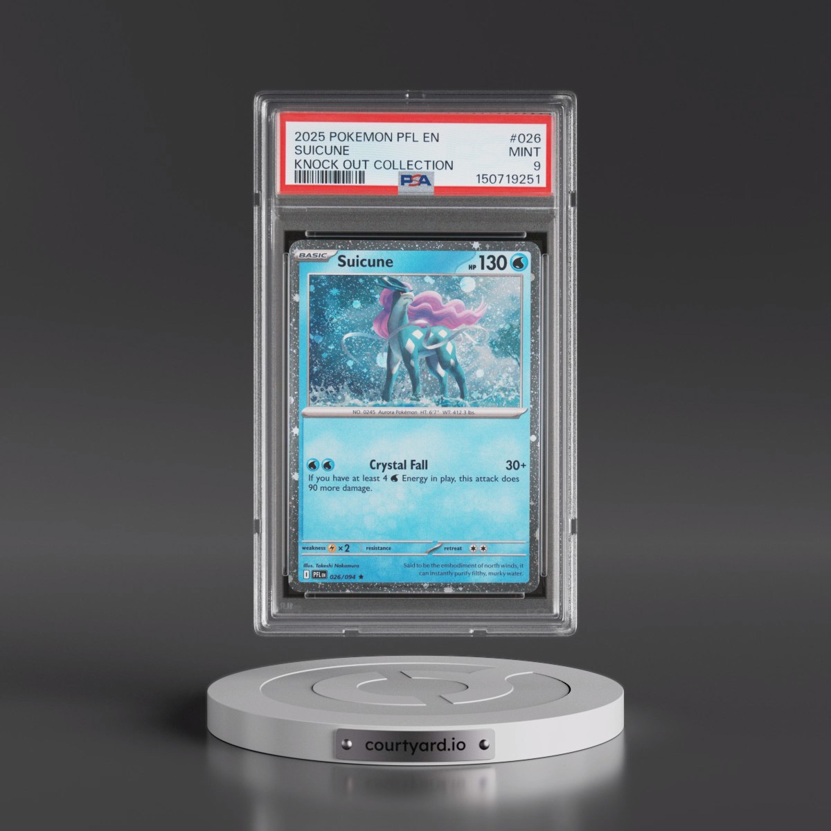 2025 Pokémon Pfl EN-Phantasmal Flames #026 Suicune - Knock Out Collection (PSA 9 MINT)