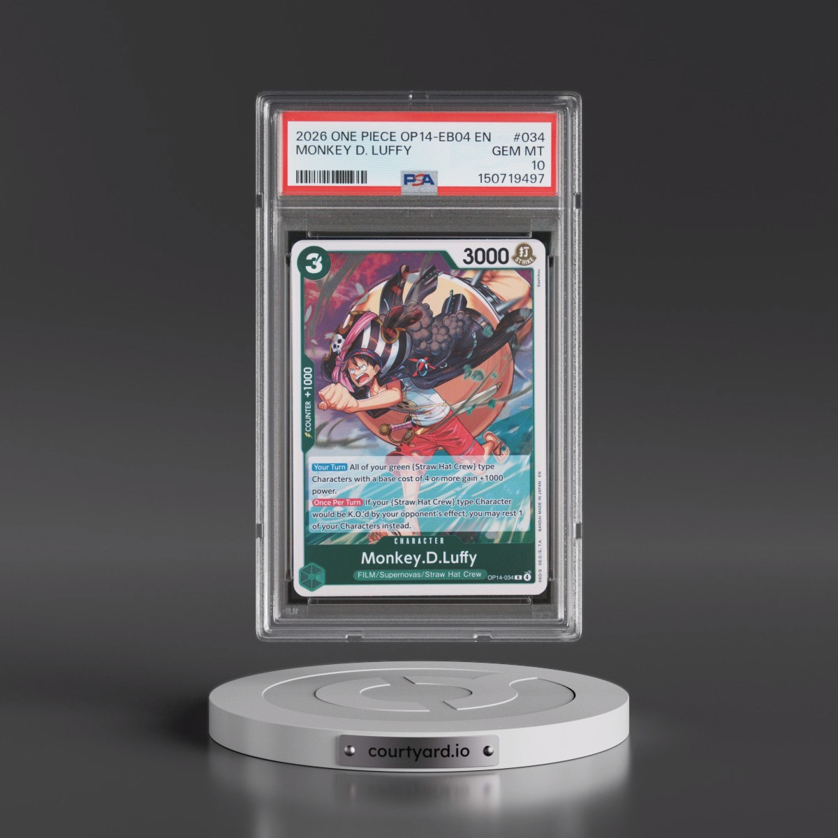 2026 One Piece OP14-EB04-the Azure Sea's Seven #034 Monkey D. Luffy (PSA 10 GEM MINT)