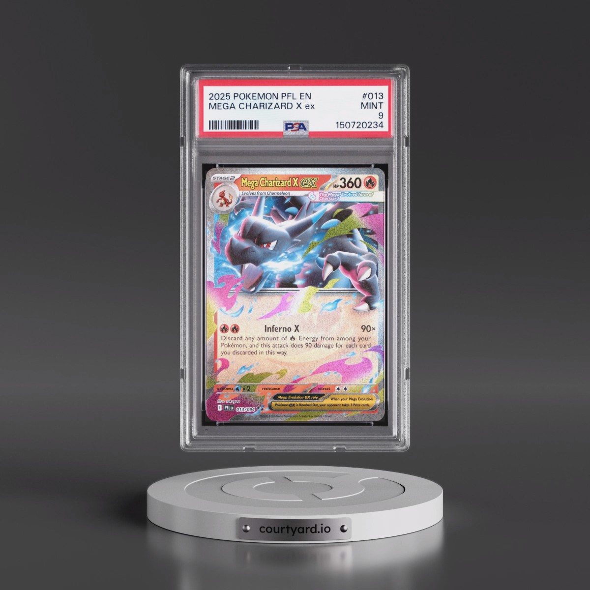 2025 Pokémon Pfl EN-Phantasmal Flames #013 Mega Charizard X EX - Holo (PSA 9 MINT)