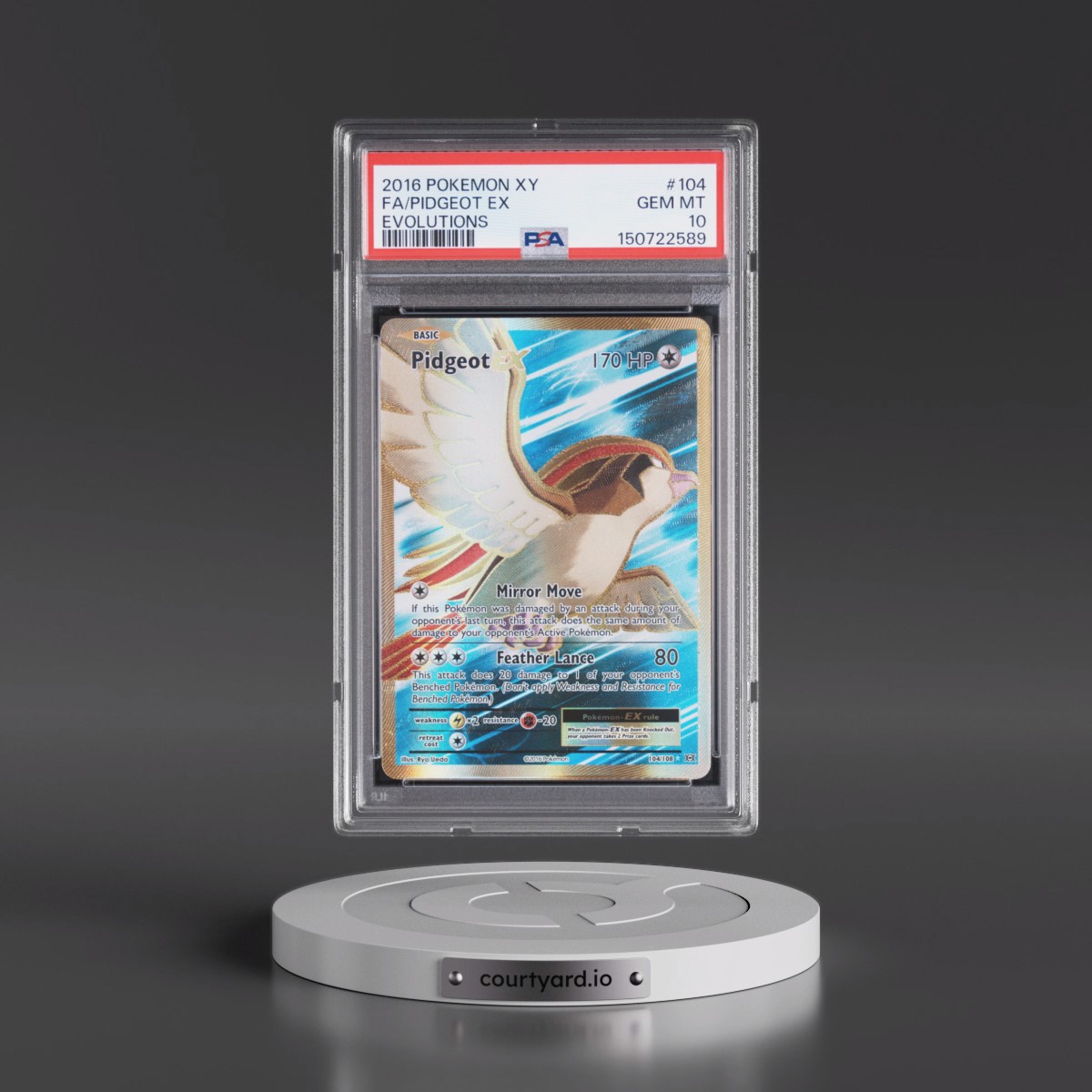 2016 Pokémon XY Evolutions #104 Pidgeot EX - Holo Full Art (PSA 10 GEM MINT)