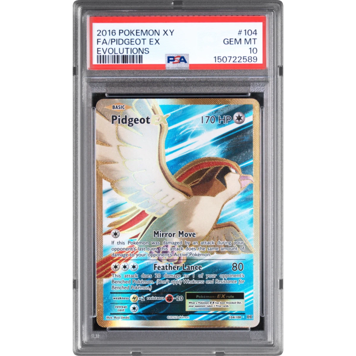 2016 Pokémon XY Evolutions #104 Pidgeot EX - Holo Full Art (PSA 10 GEM MINT)