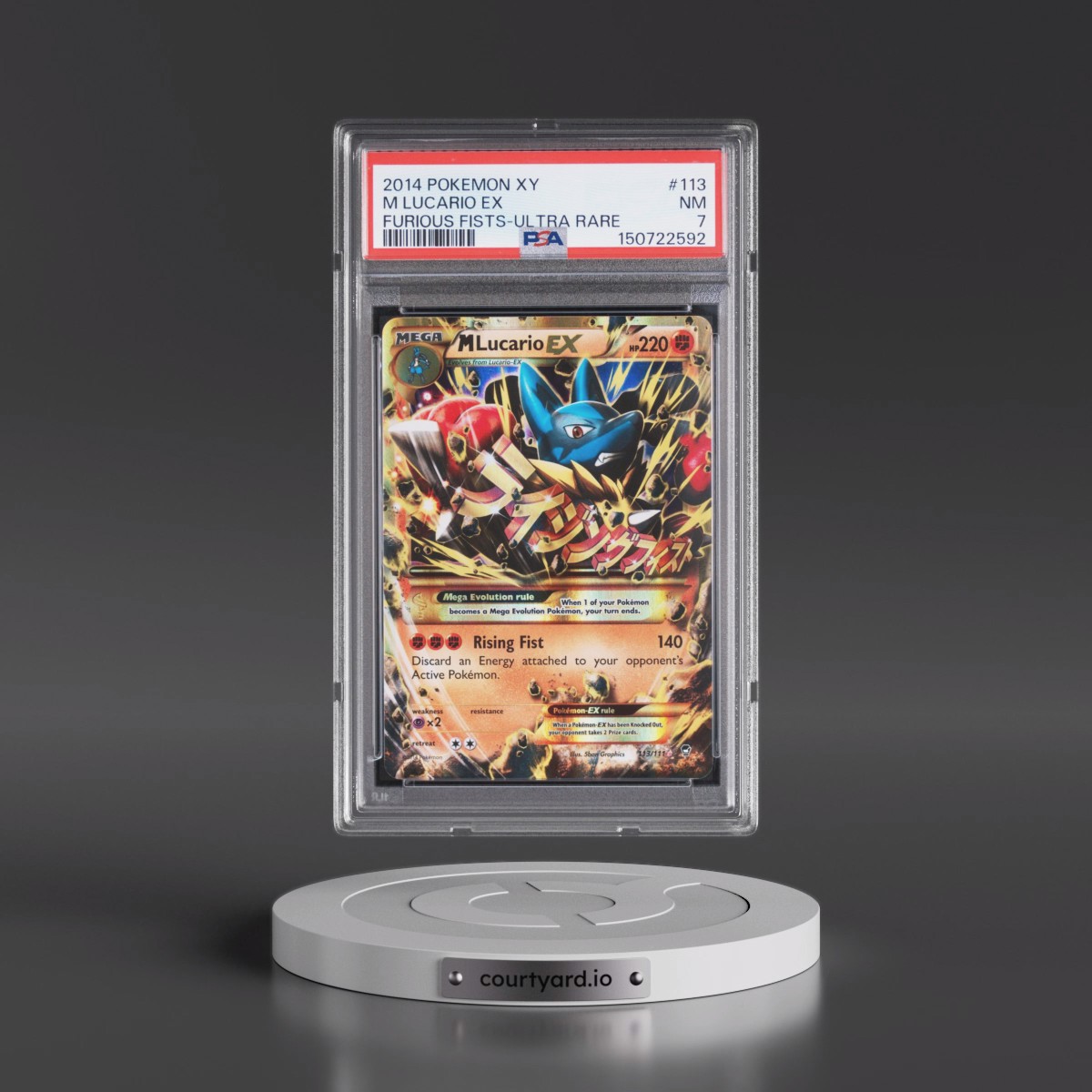 2014 Pokémon XY Furious Fists #113 M Lucario EX - Holo Ultra Rare (PSA 7 NM)