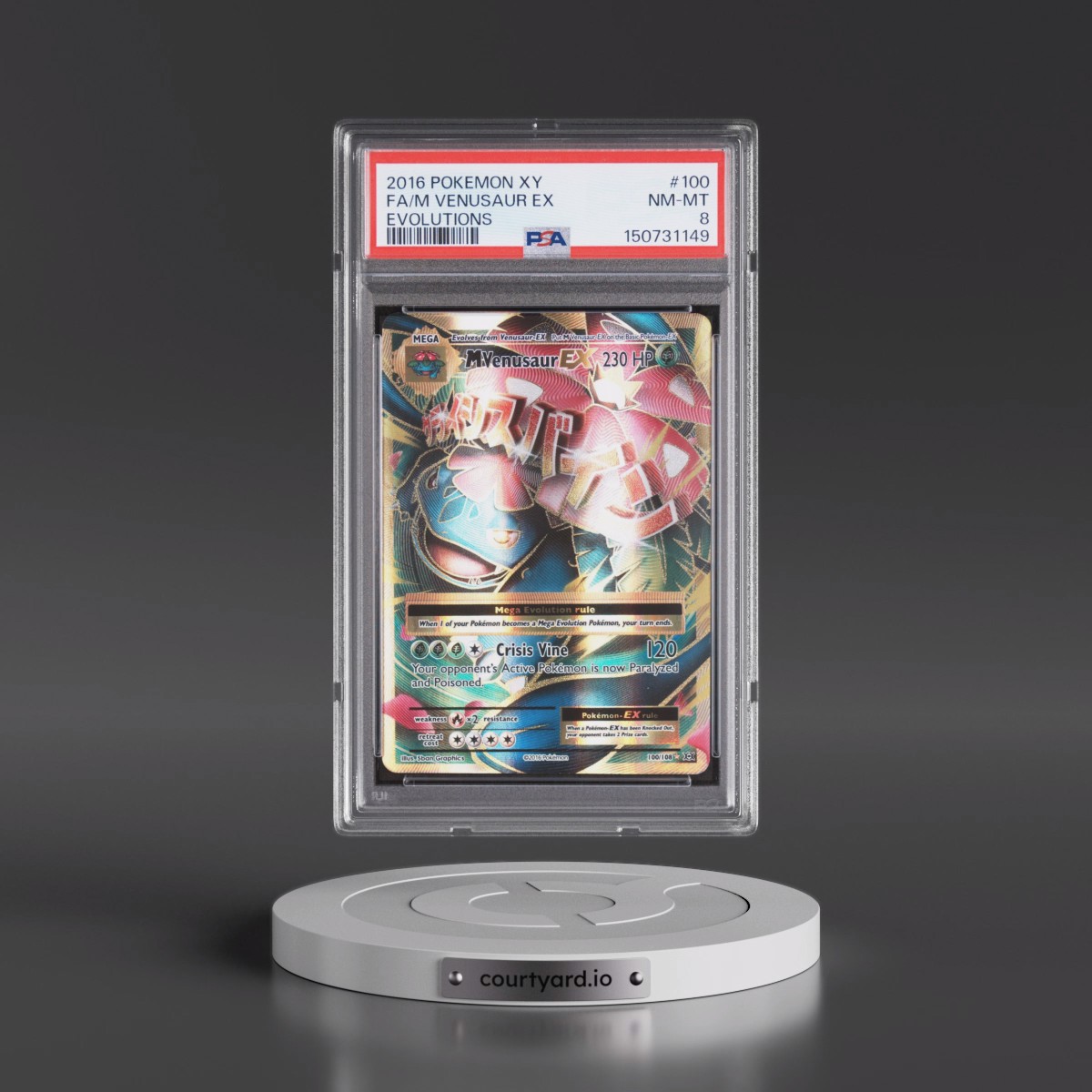 2016 Pokémon XY Evolutions #100 M Venusaur EX - Holo Full Art (PSA 8 NM-MT)