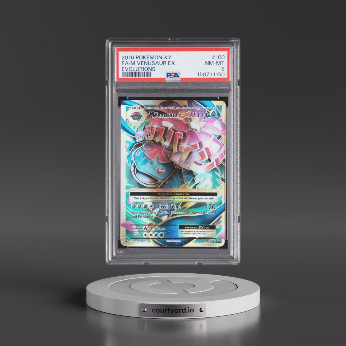 2016 Pokémon XY Evolutions #100 M Venusaur EX - Holo Full Art (PSA 8 NM-MT)