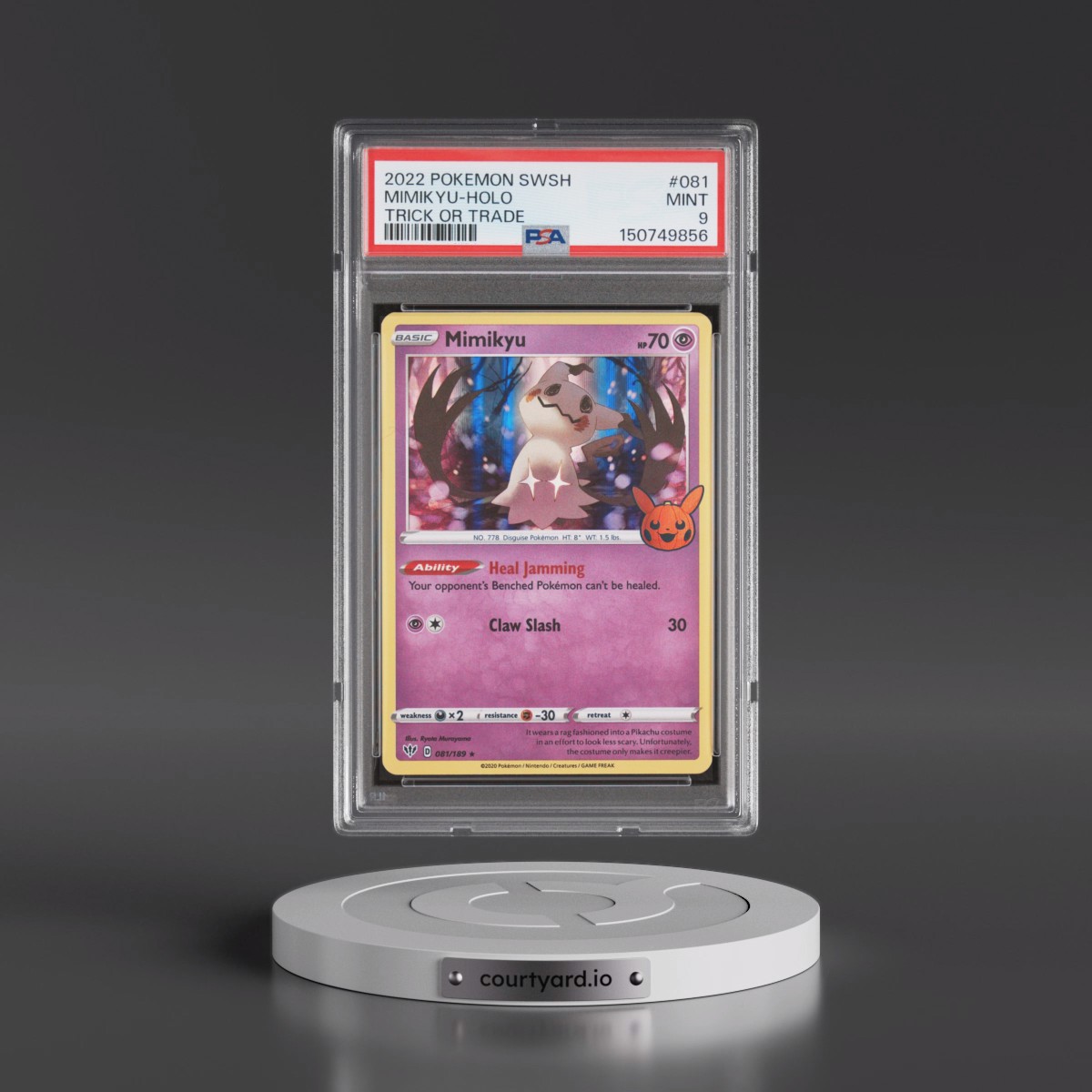 2020 Pokémon Sword & Shield Darkness Ablaze #081 Mimikyu - Holo Trick or Trade 2022 (PSA 9 MINT)