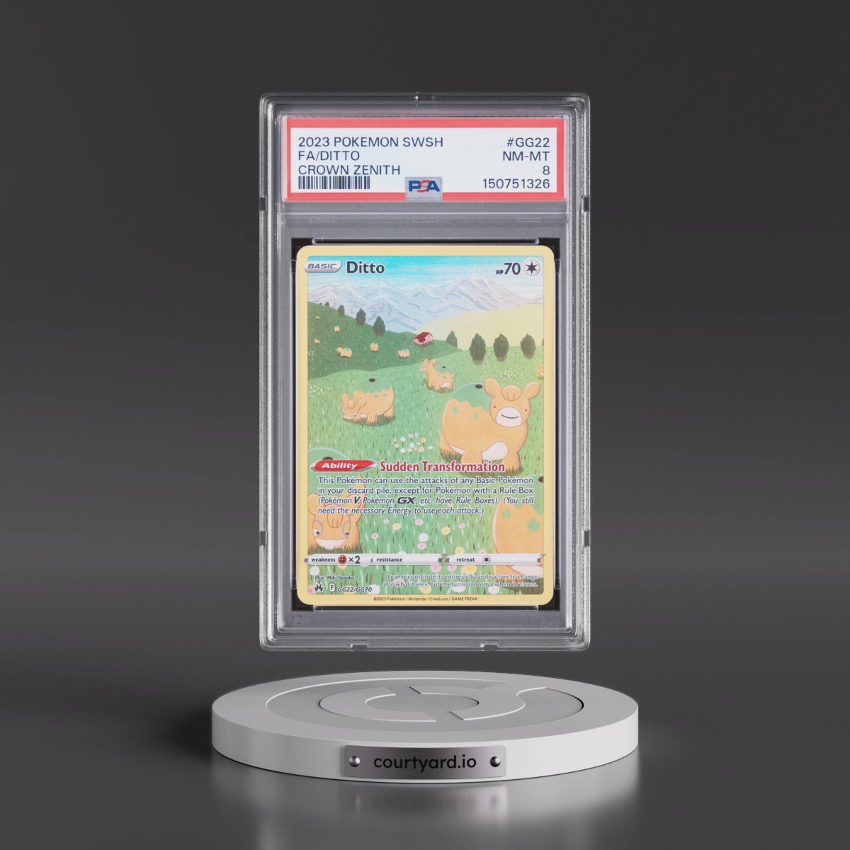 2023 Pokémon Sword and Shield Crown Zenith #GG22 Ditto - Full Art (PSA 8 NM-MT)