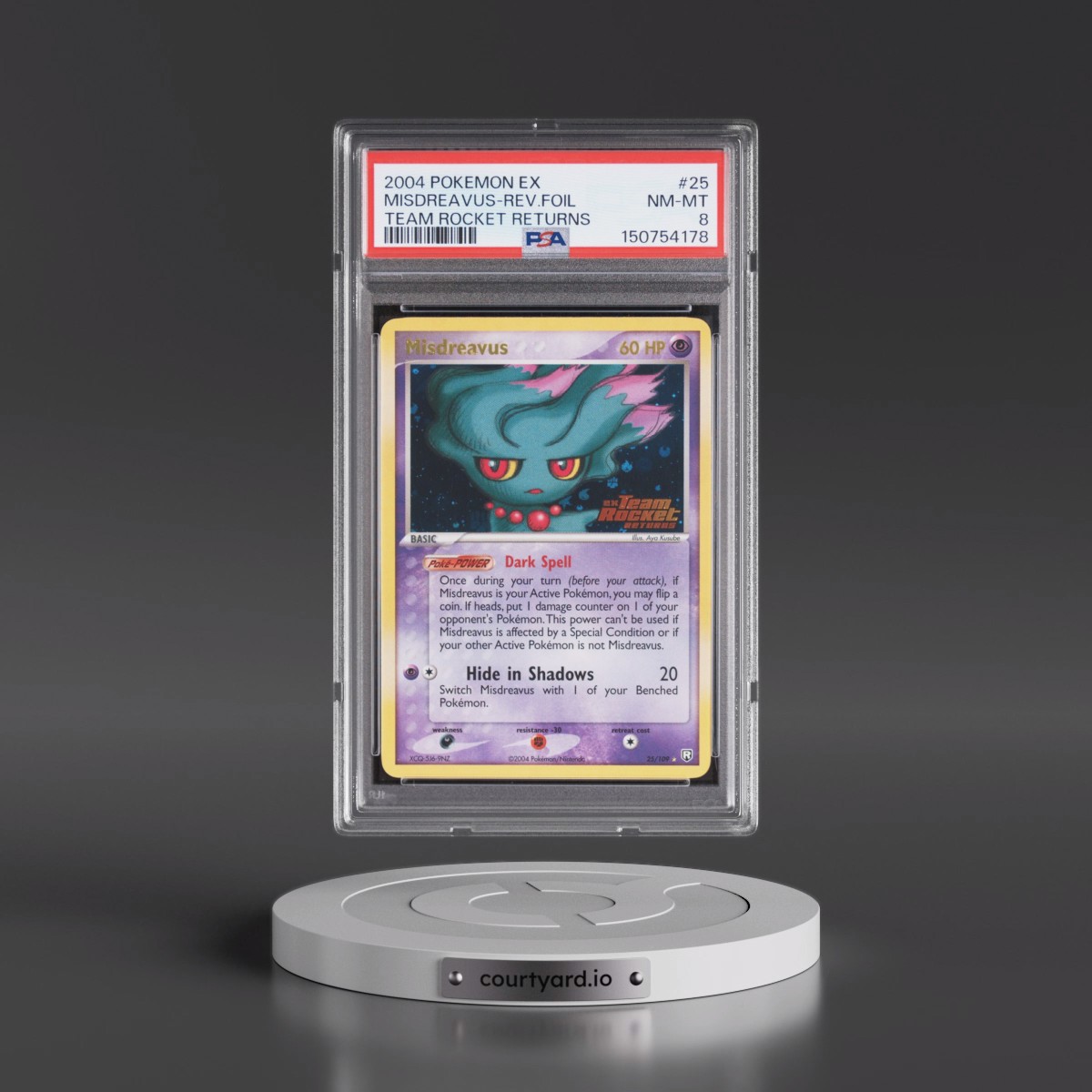 2004 Pokémon EX Team Rocket Returns #25 Misdreavus - Reverse Foil (PSA 8 NM-MT)