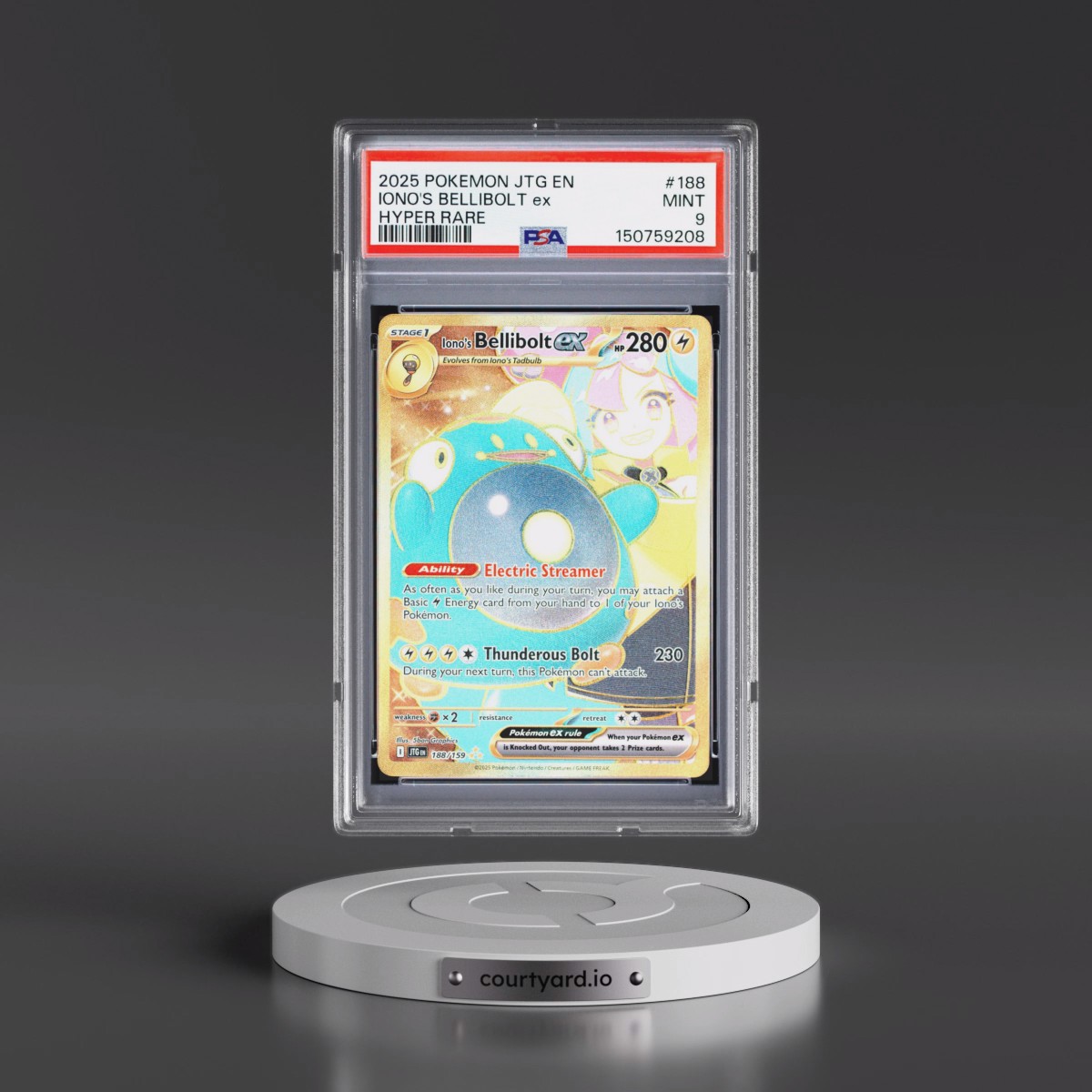 2025 Pokémon Jtg EN-Journey Together #188 Iono's Bellibolt EX - Holo Hyper Rare (PSA 9 MINT)