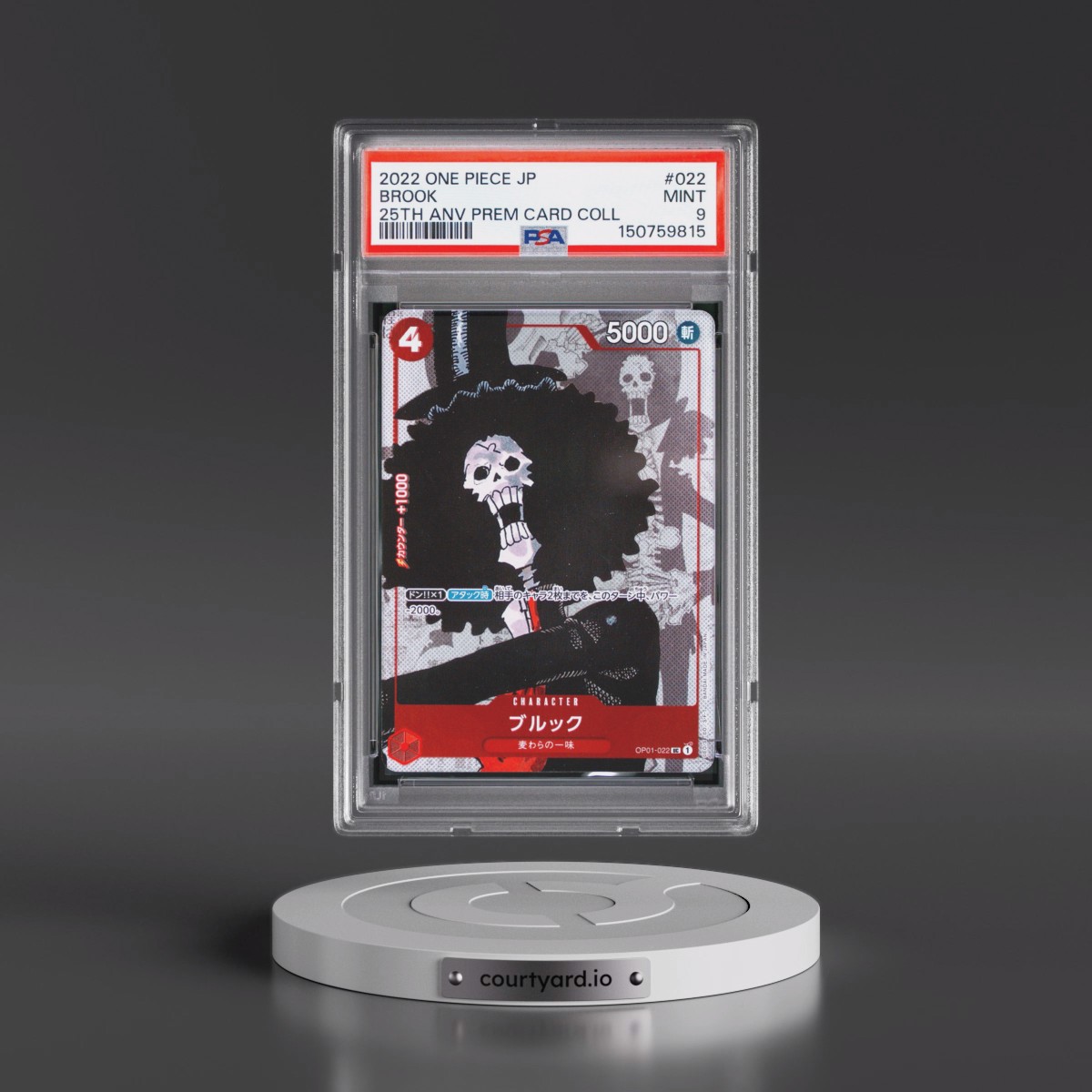 2022 One Piece Japanese 25th Anniversary Premium Card Collection #022 Brook (PSA 9 MINT)