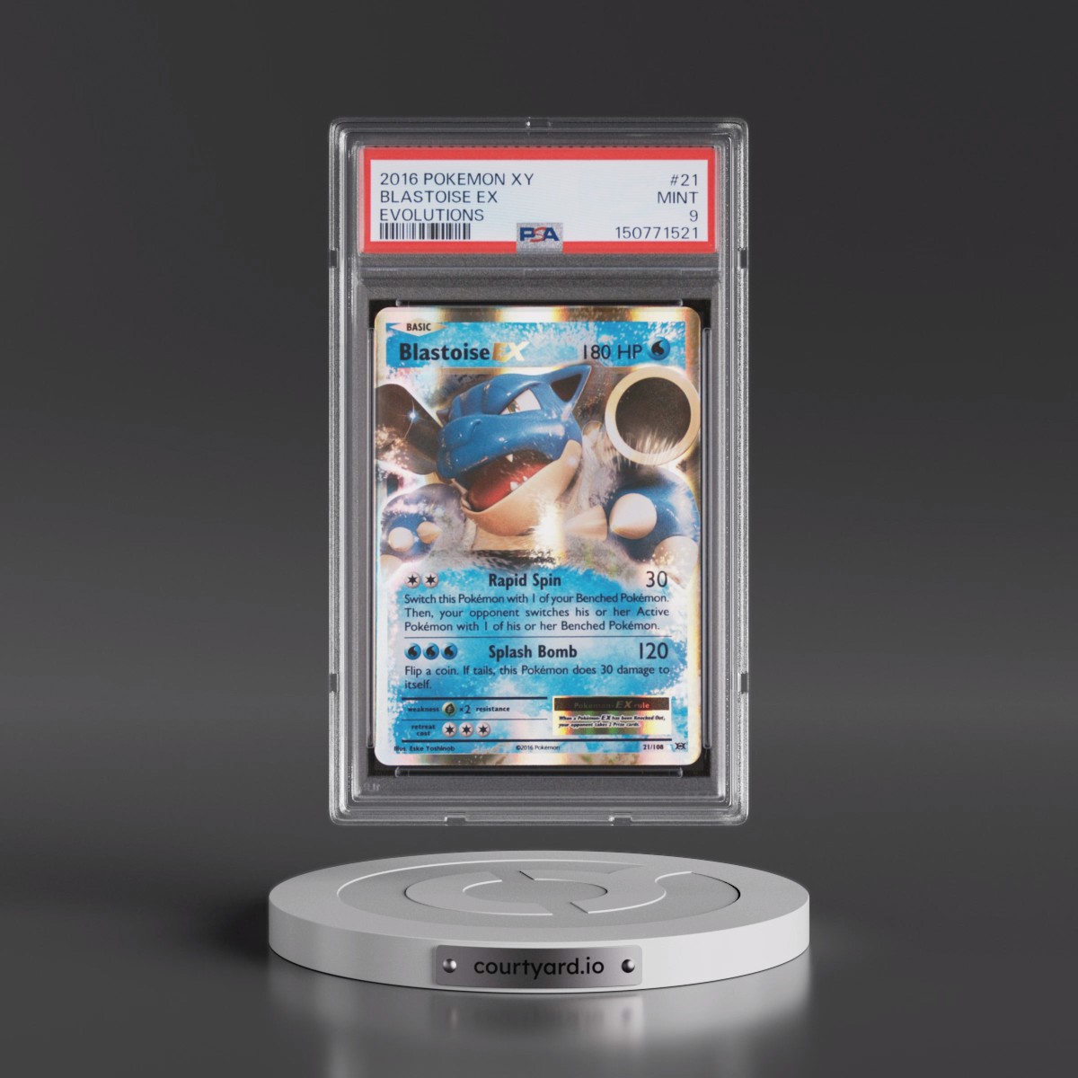 2016 Pokémon XY Evolutions #21 Blastoise EX - Holo (PSA 9 MINT)