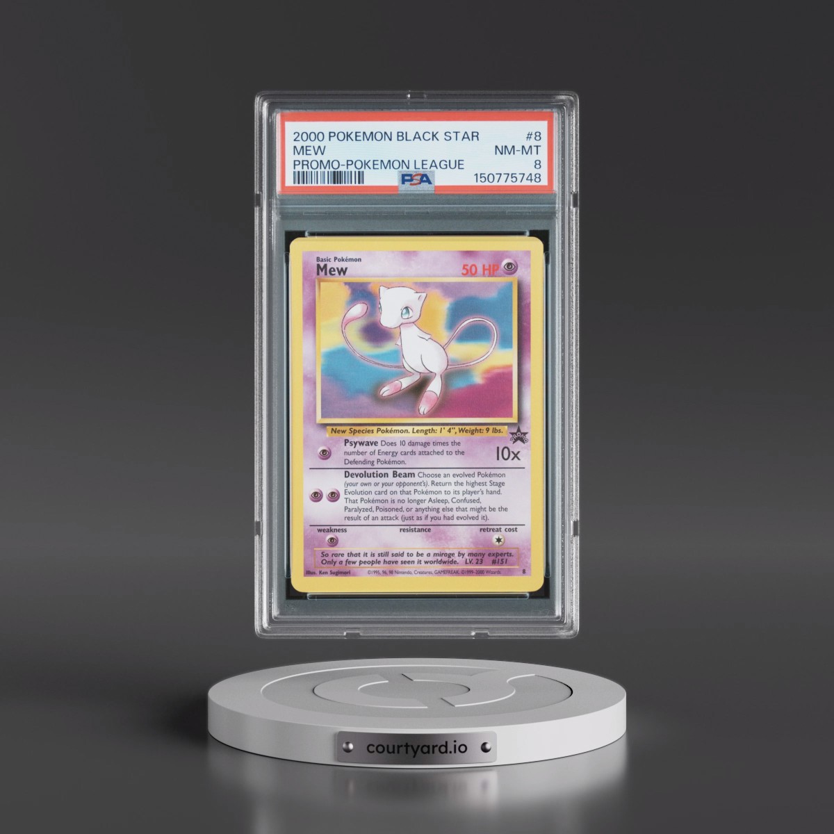 2000 Pokémon Promo Black Star #8 Mew - Pokemon League (PSA 8 NM-MT)