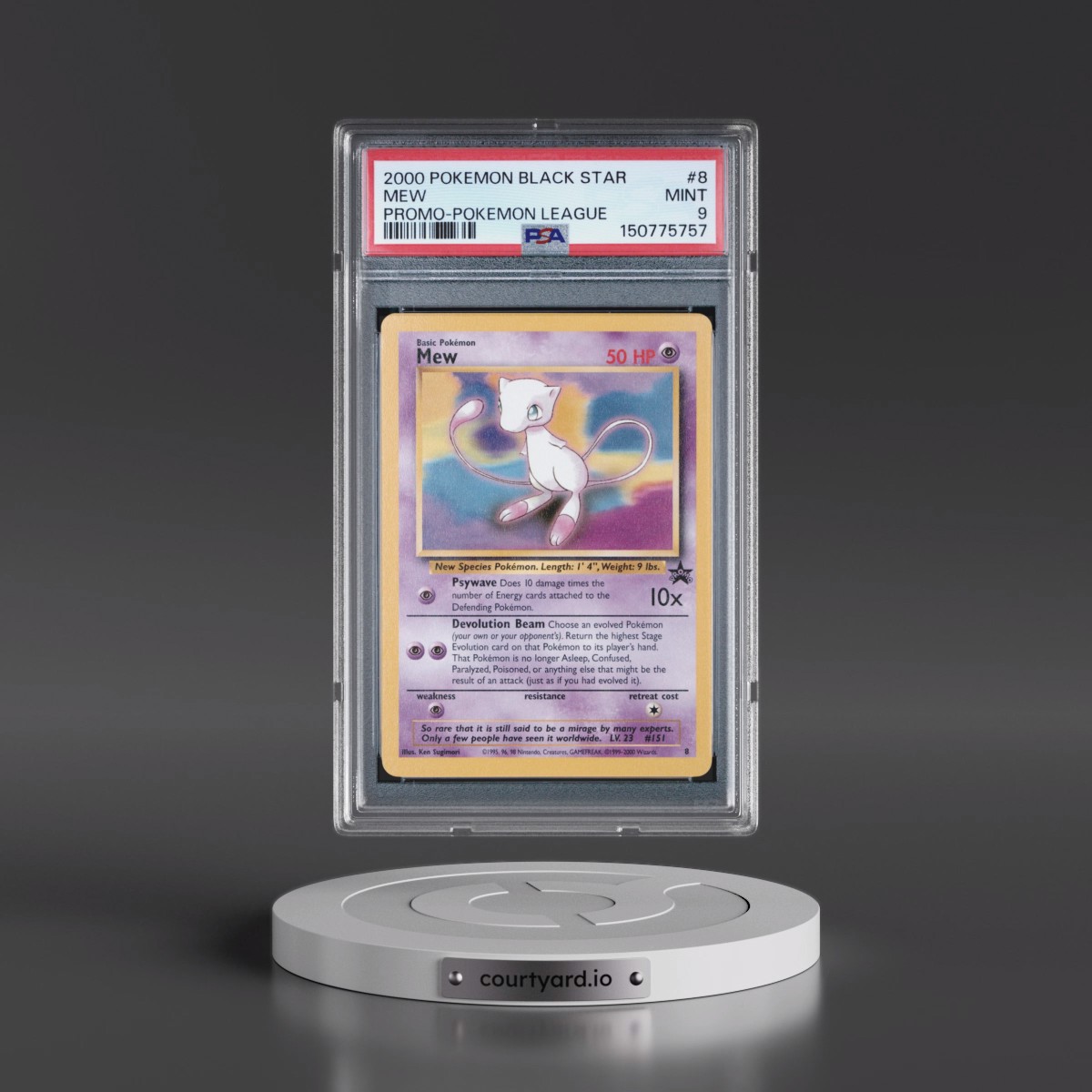 2000 Pokémon Promo Black Star #8 Mew - Pokemon League (PSA 9 MINT)