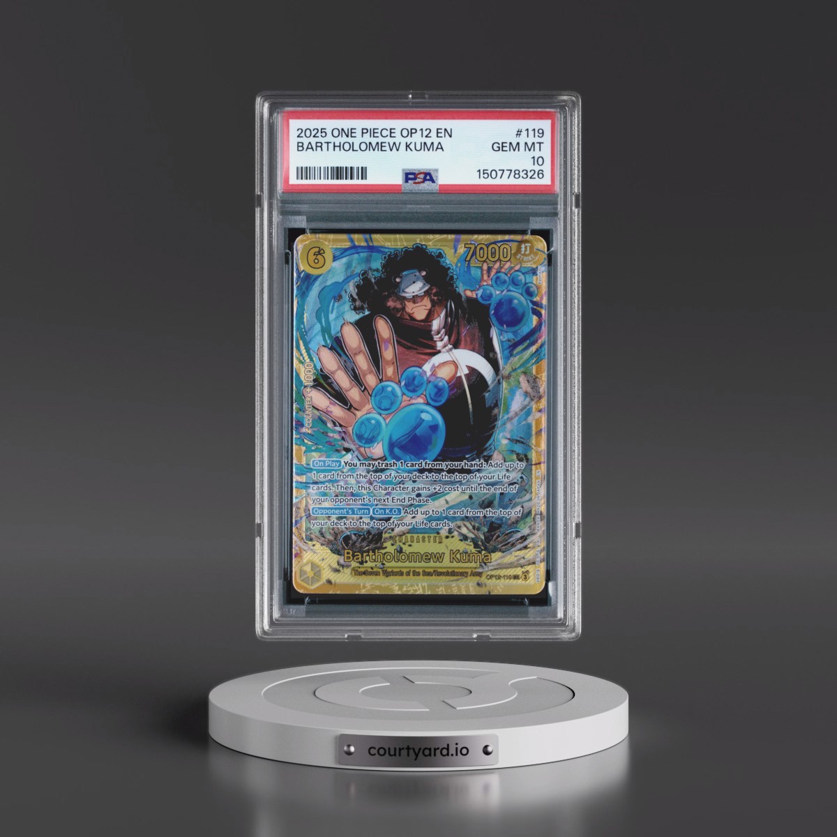 2025 One Piece OP12-Legacy of the Master #119 Bartholomew Kuma (PSA 10 GEM MINT)