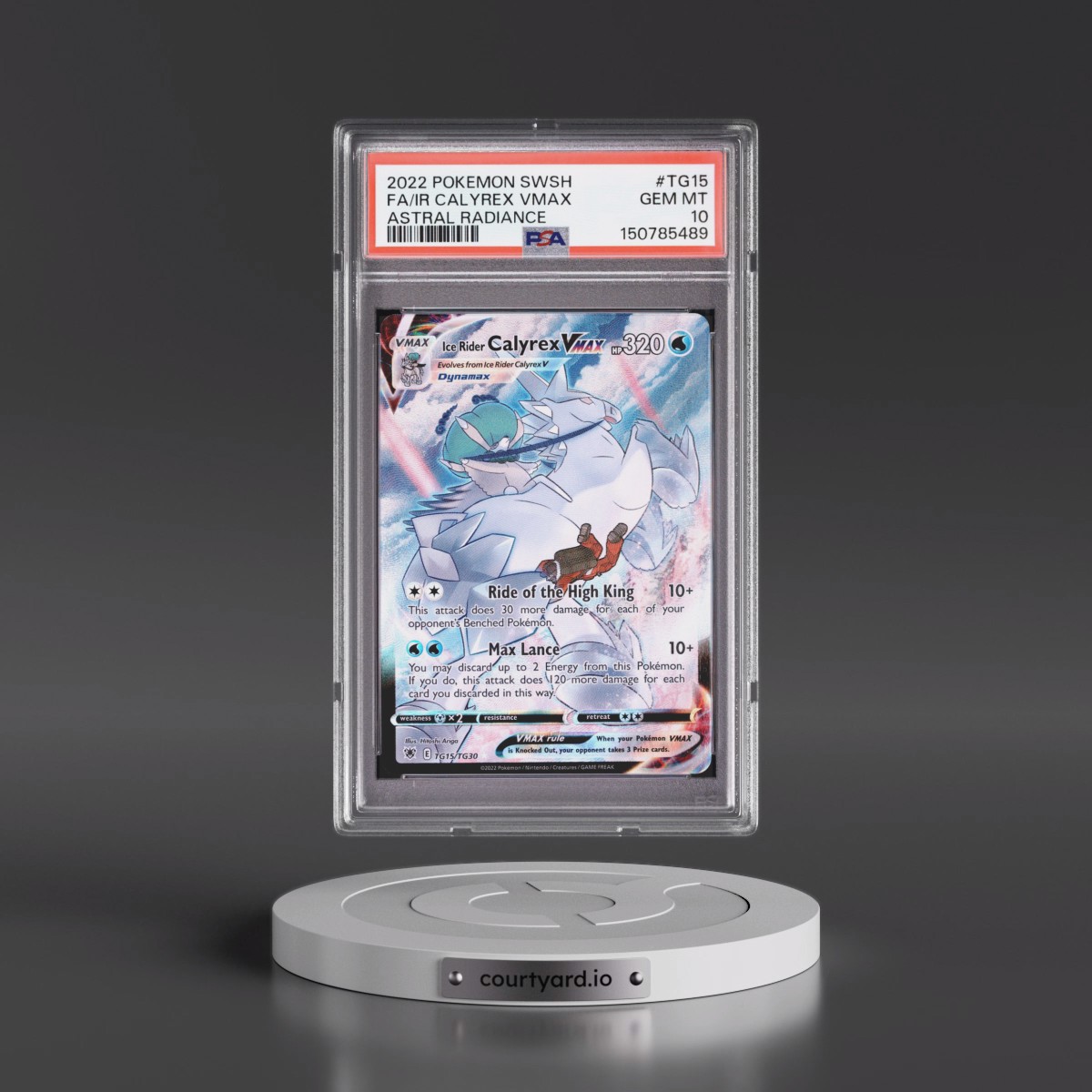 2022 Pokémon Sword & Shield Astral Radiance #TG15 Ice Rider Calyrex Vmax - Full Art (PSA 10 GEM MINT)