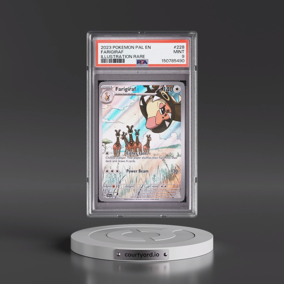 2023 Pokémon Pal EN-Paldea Evolved #228 Farigiraf - Illustration Rare (PSA 9 MINT)
