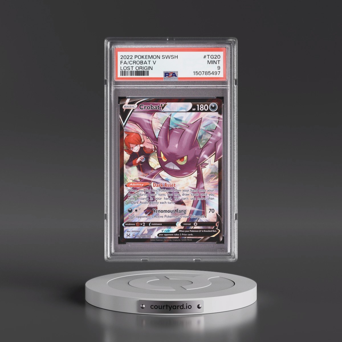2022 Pokémon Sword & Shield Lost Origin #TG20 Crobat V - Holo Full Art (PSA 9 MINT)