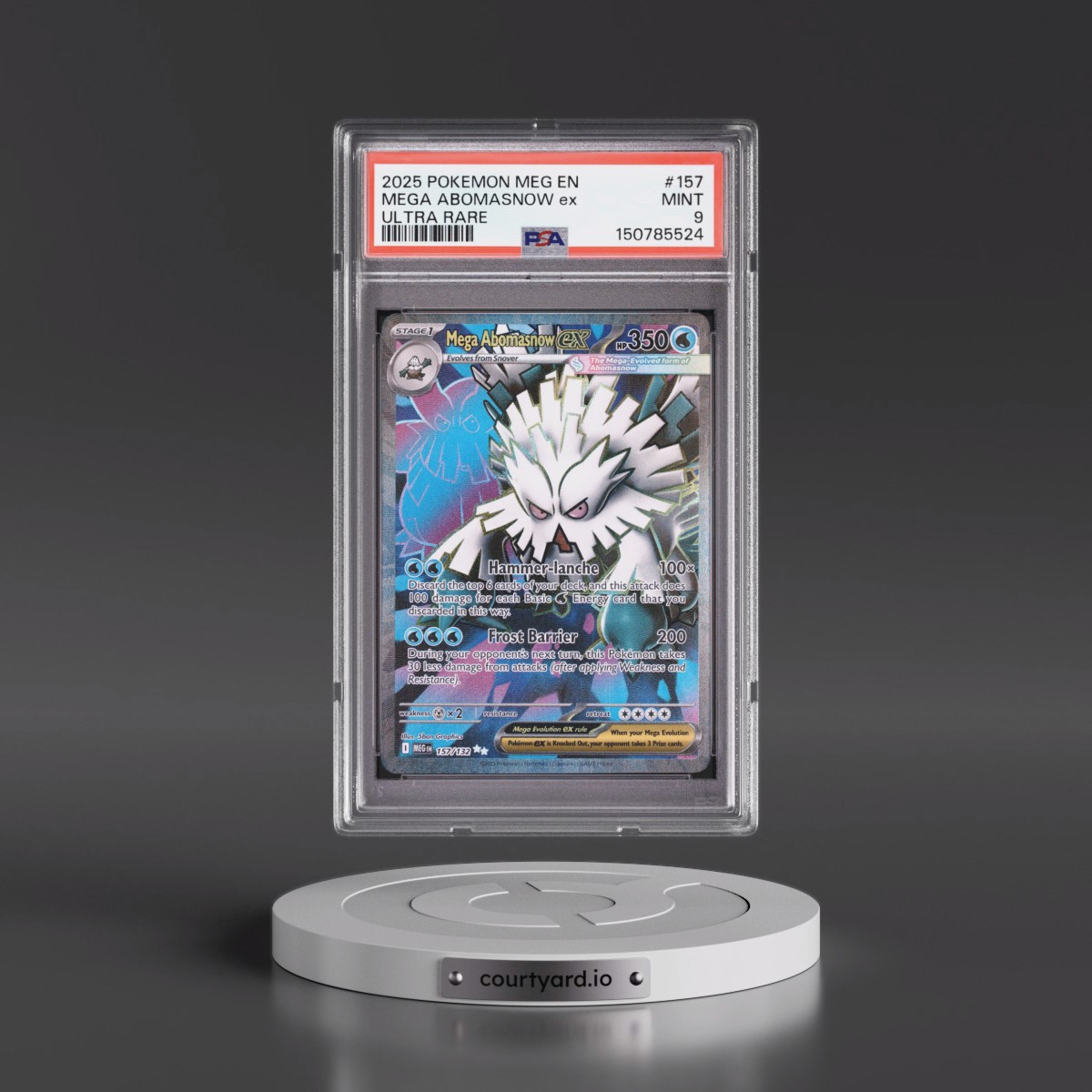 2025 Pokémon Meg EN-Mega Evolution #157 Mega Abomasnow EX - Holo Ultra Rare (PSA 9 MINT)