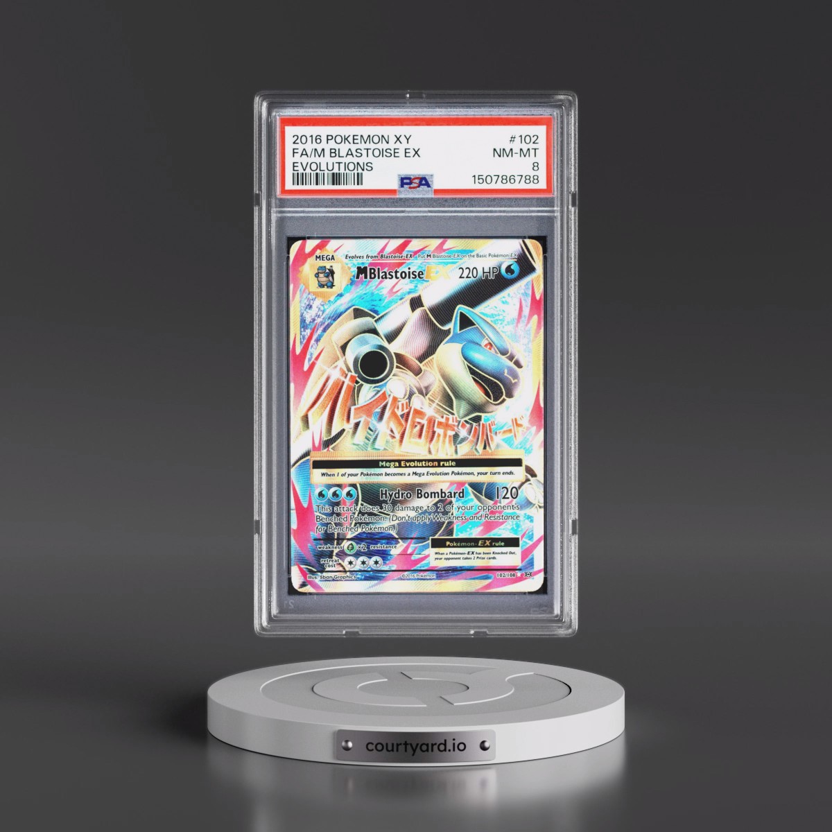 2016 Pokémon XY Evolutions #102 M Blastoise EX - Holo Full Art (PSA 8 NM-MT)