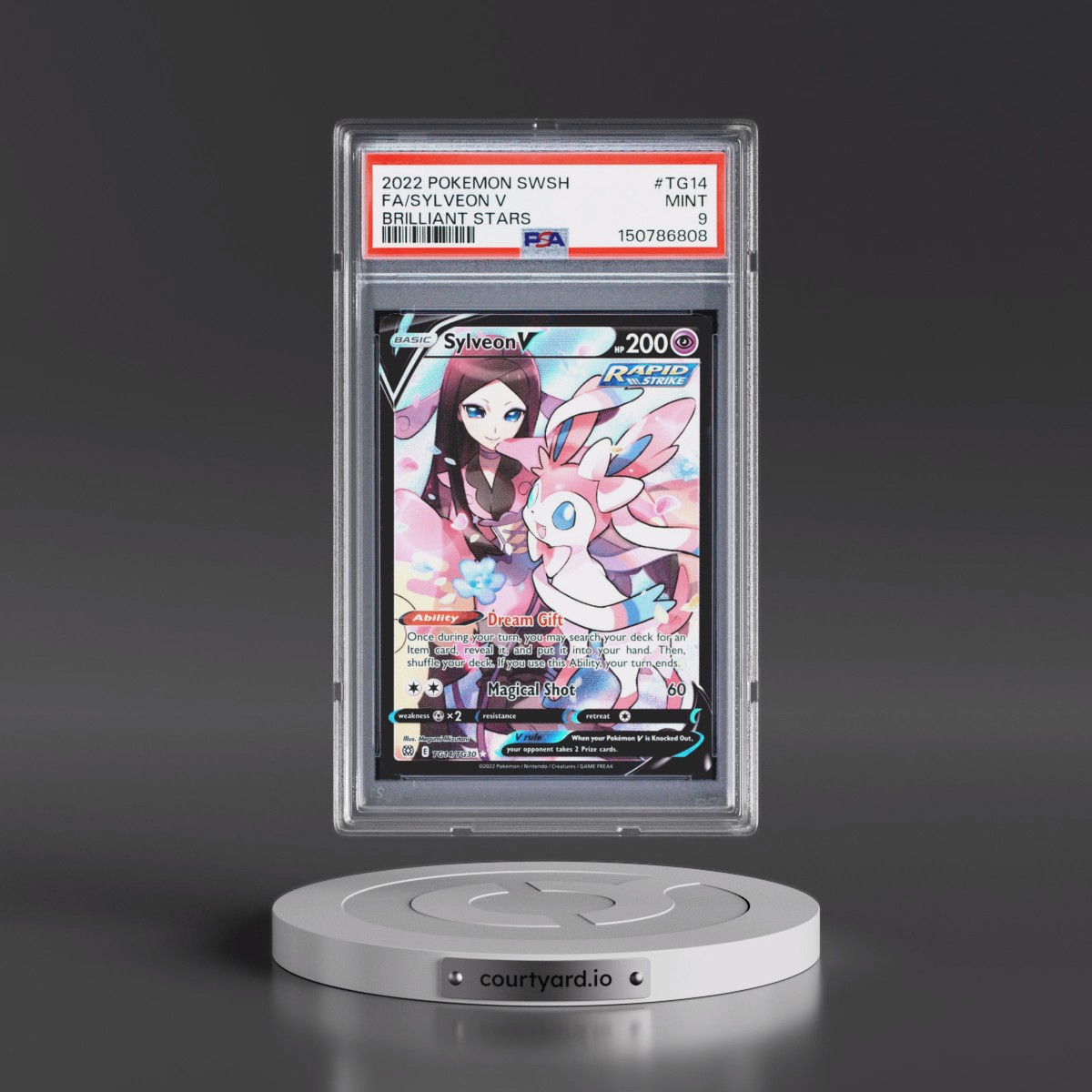 2022 Pokémon Sword & Shield Brilliant Stars #TG14 Sylveon V - Holo Full Art (PSA 9 MINT)