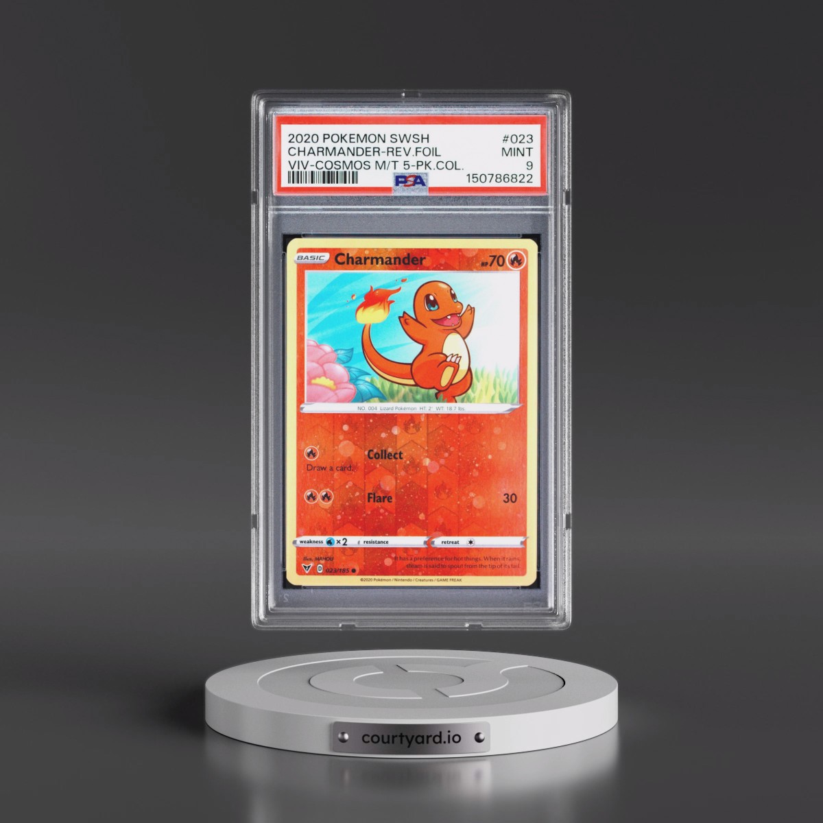 2020 Pokémon Sword & Shield Vivid Voltage #023 Charmander - Reverse Foil Cosmos Mini Tin 5-Pack Collection (PSA 9 MINT)