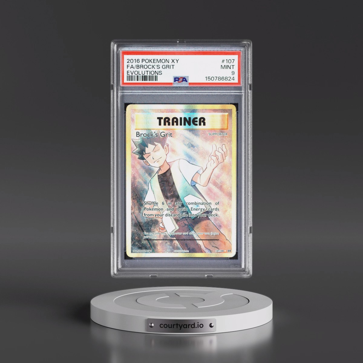 2016 Pokémon XY Evolutions #107 Brock's Grit - Full Art (PSA 9 MINT)