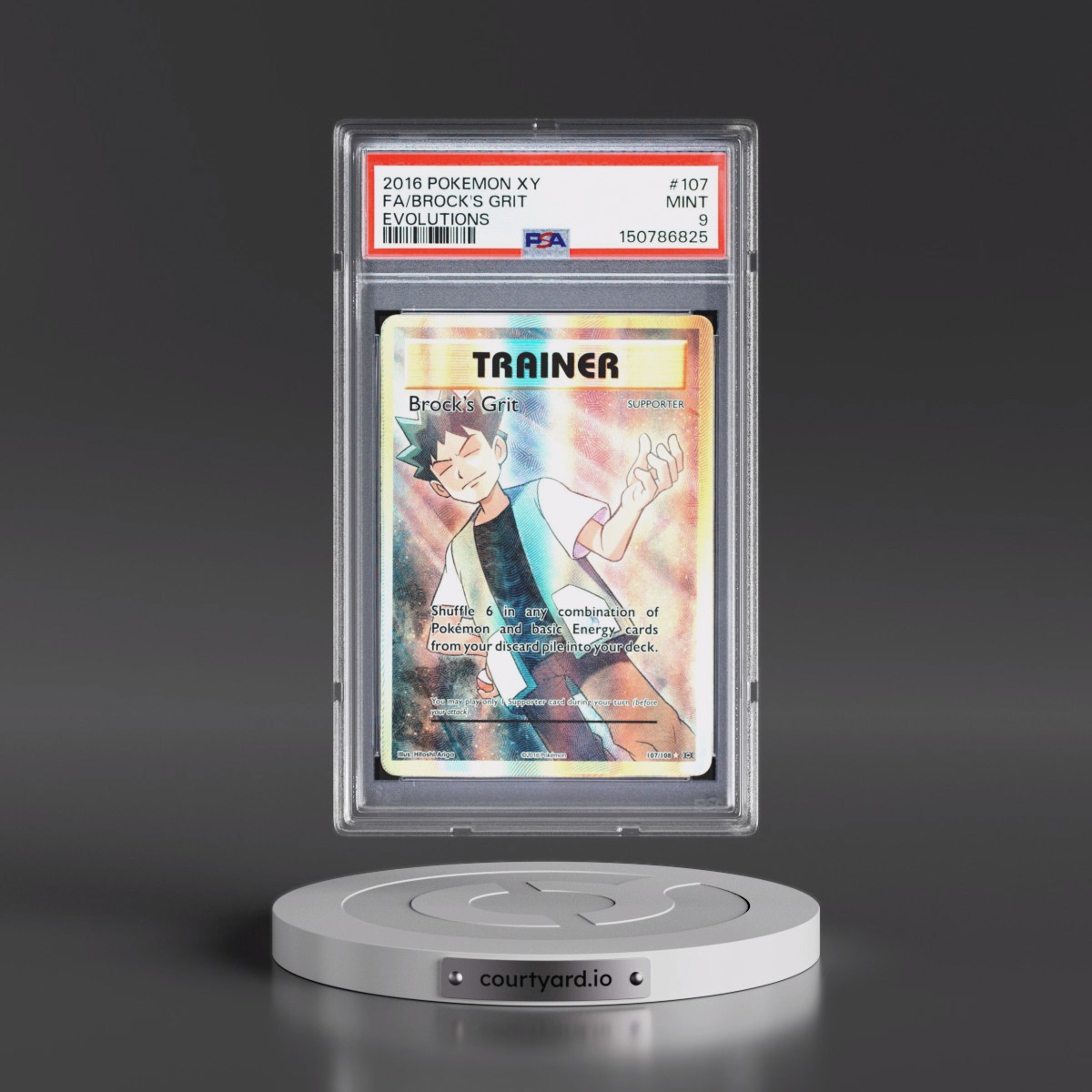 2016 Pokémon XY Evolutions #107 Brock's Grit - Full Art (PSA 9 MINT)