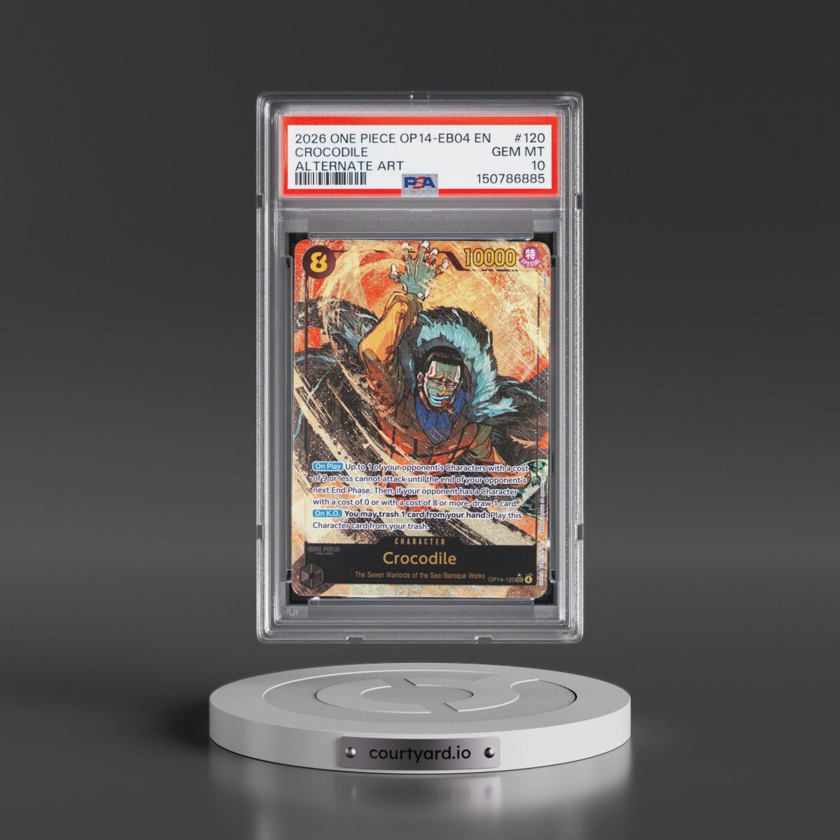 2026 One Piece OP14-EB04-the Azure Sea's Seven #120 Crocodile - Alternate Art (PSA 10 GEM MINT)