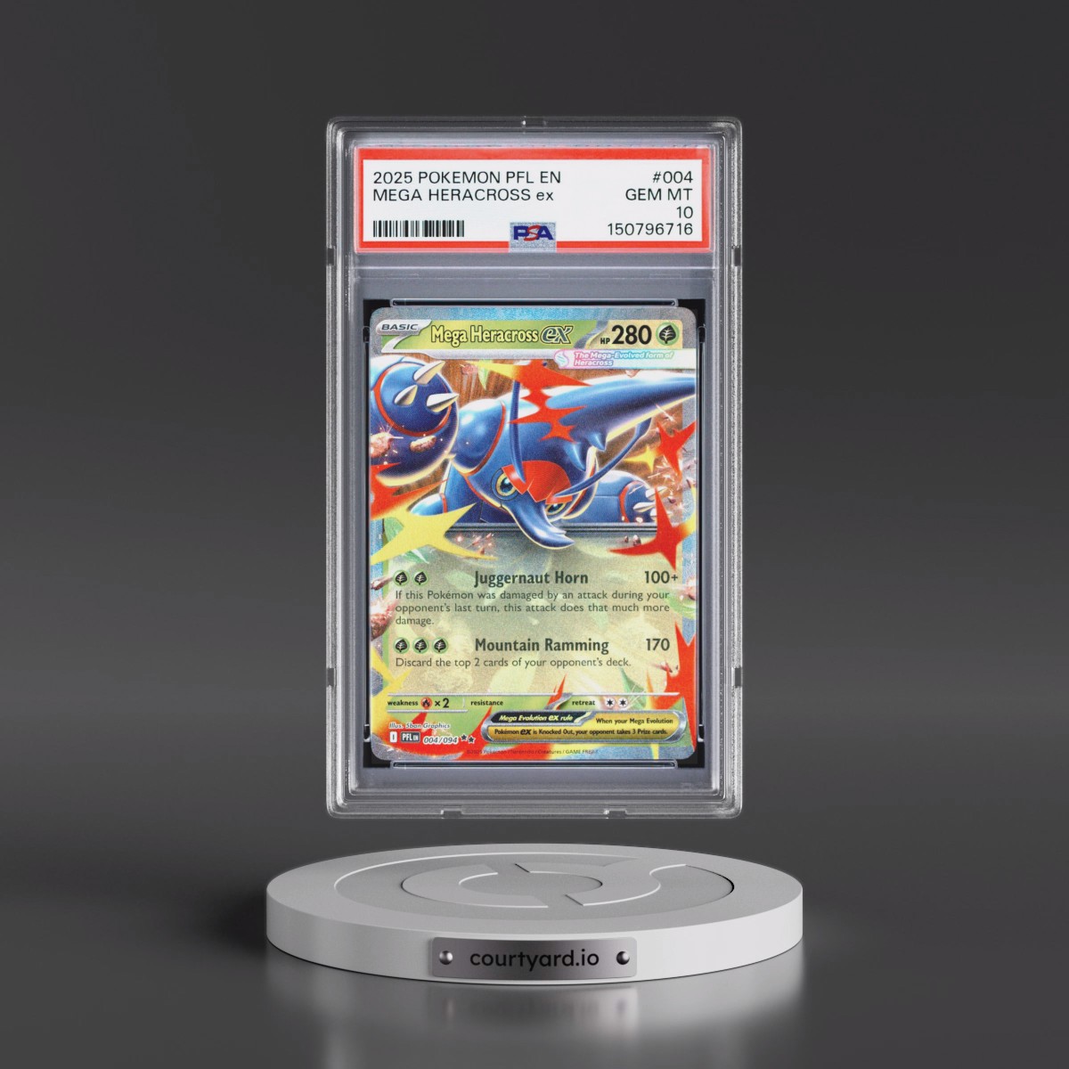 2025 Pokémon Pfl EN-Phantasmal Flames #004 Mega Heracross EX - Holo (PSA 10 GEM MINT)