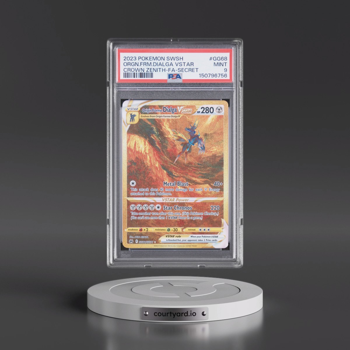 2023 Pokémon Sword and Shield Crown Zenith #GG68 Origin Forme Dialga Vstar - Full Art Secret (PSA 9 MINT)