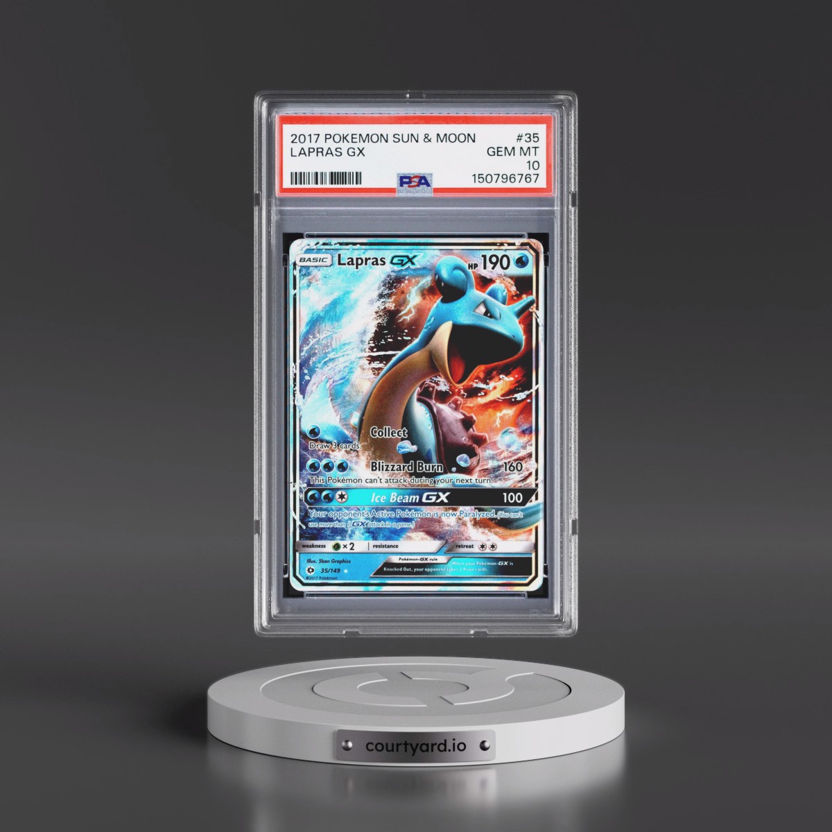 2017 Pokémon Sun & Moon #35 Lapras GX - Holo (PSA 10 GEM MINT)