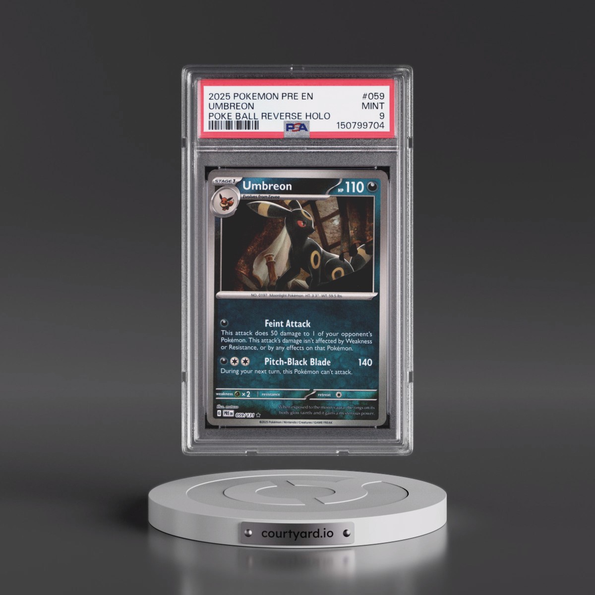 2025 Pokémon Pre EN-Prismatic Evolutions #059 Umbreon - Reverse Holo Poke Ball (PSA 9 MINT)