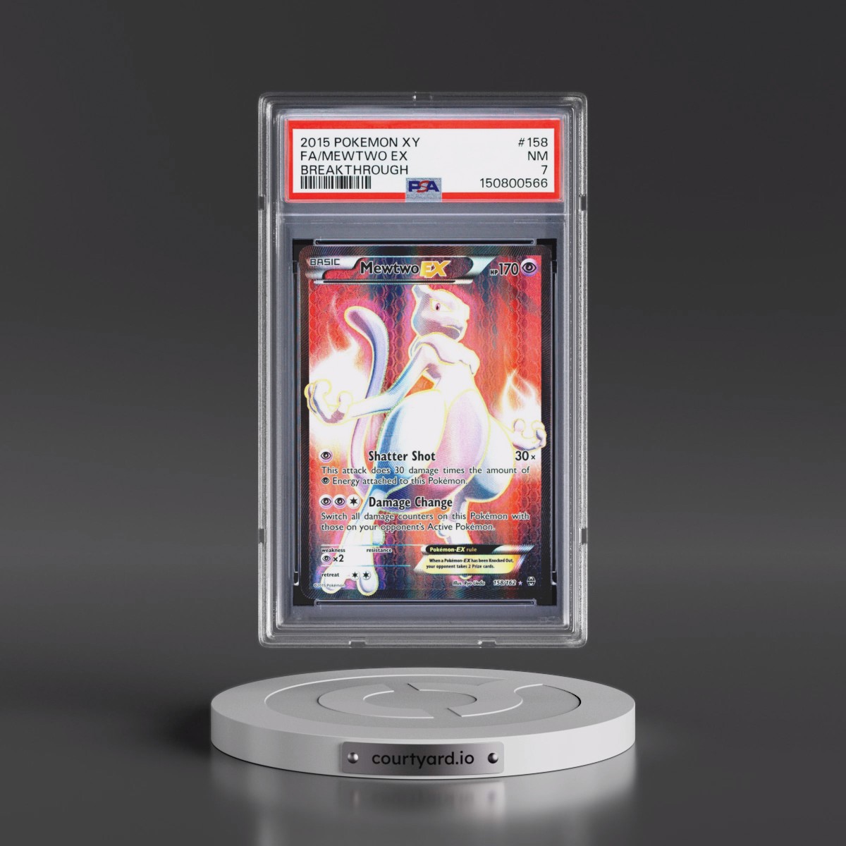 2015 Pokémon XY Breakthrough #158 Mewtwo EX - Holo Full Art (PSA 7 NM)
