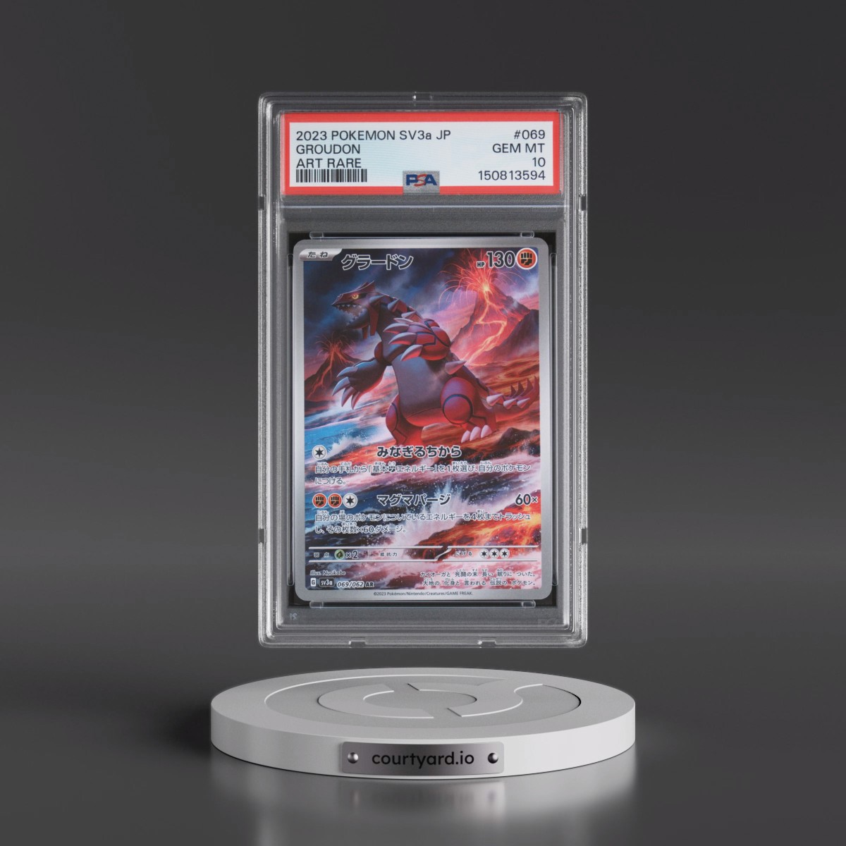 2023 Pokémon Sv3a-Raging Surf #069 Groudon - Art Rare (PSA 10 GEM MINT)