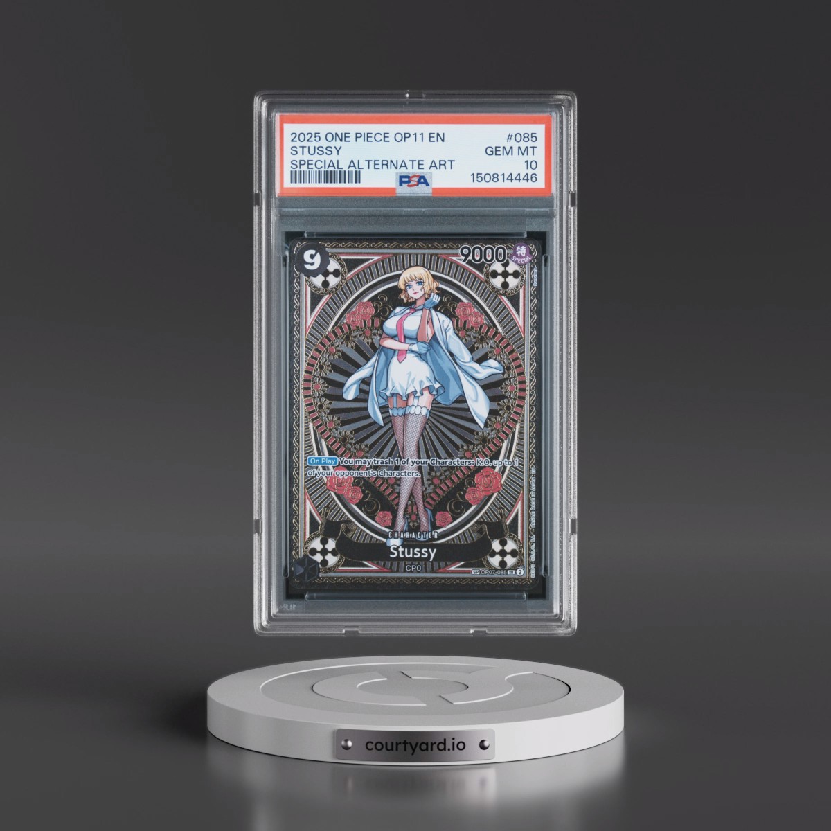 2025 One Piece OP11-A Fist of Divine Speed #085 Stussy - Special Alternate Art (PSA 10 GEM MINT)