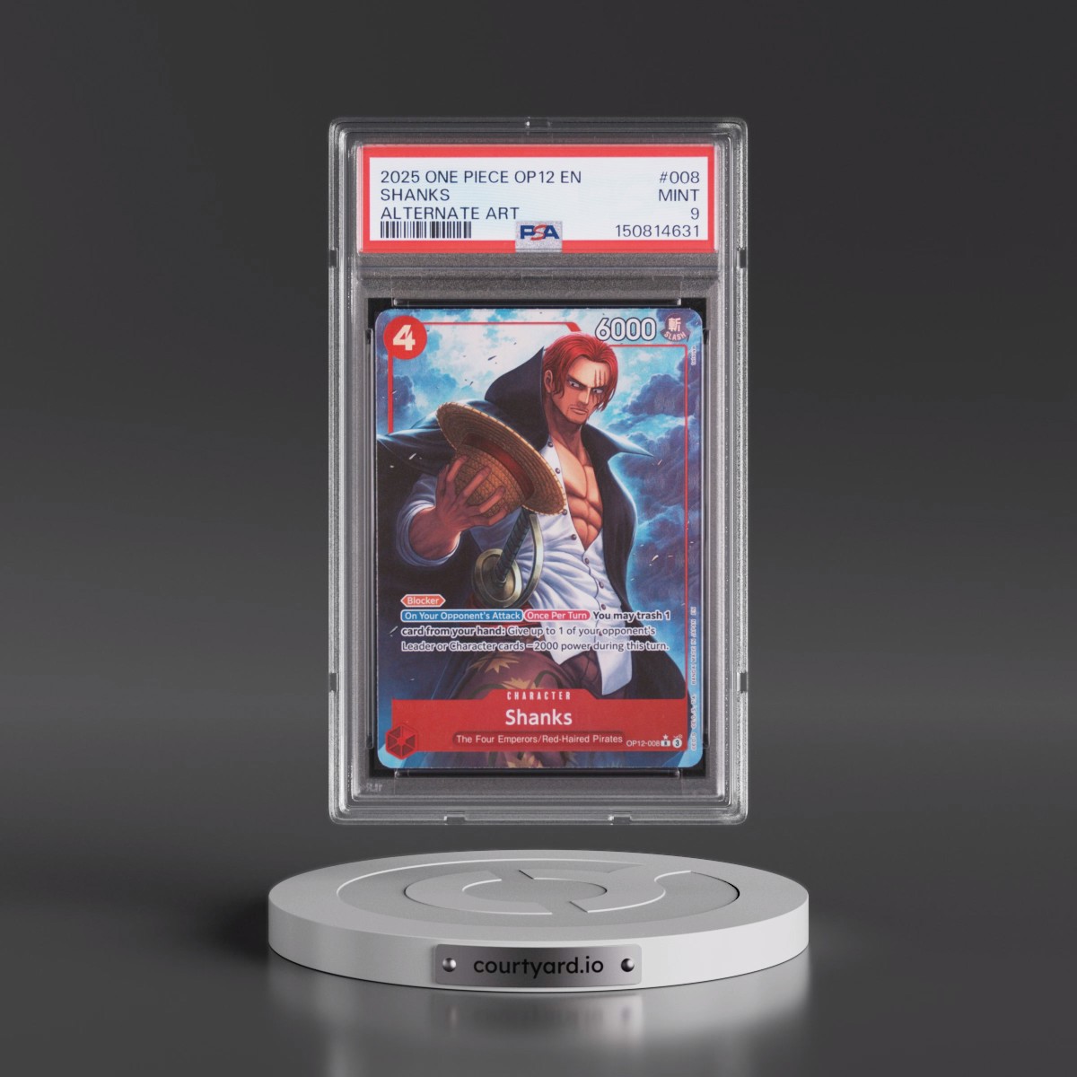 2025 One Piece OP12-Legacy of the Master #008 Shanks - Alternate Art (PSA 9 MINT)