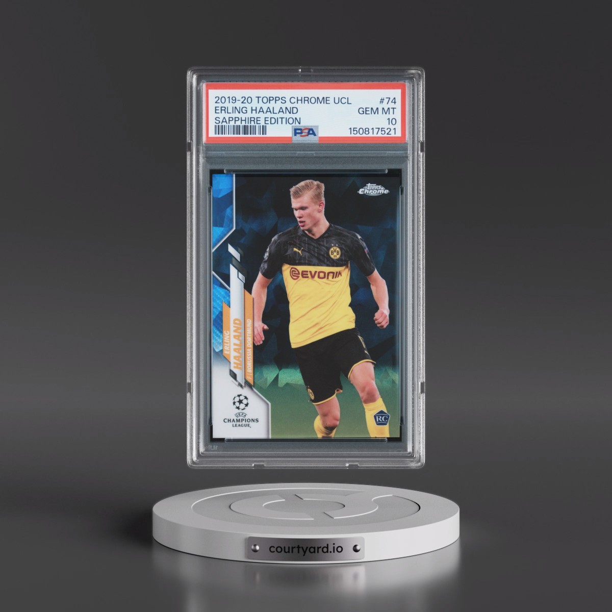 2019 Topps Chrome UEFA Champions League Sapphire Edition #74 Erling Haaland (PSA 10 GEM MINT) - Photo