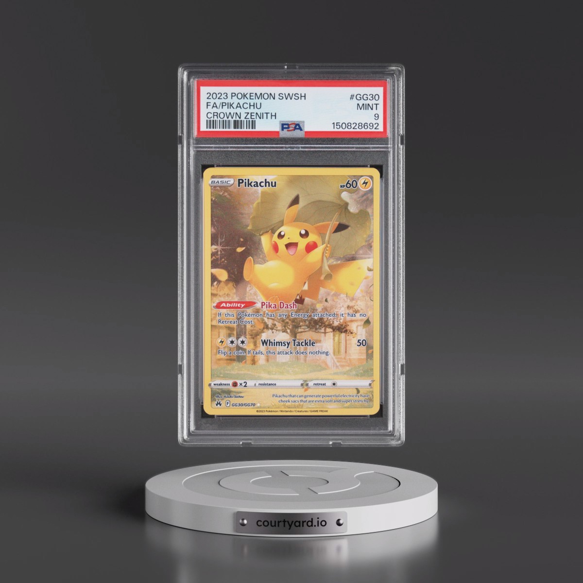 2023 Pokémon Sword and Shield Crown Zenith #GG30 Pikachu - Full Art (PSA 9 MINT)