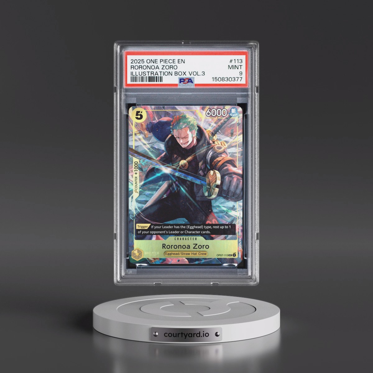 2025 One Piece Promos #113 Roronoa Zoro - Illustration Box Vol.3 (PSA 9 MINT)