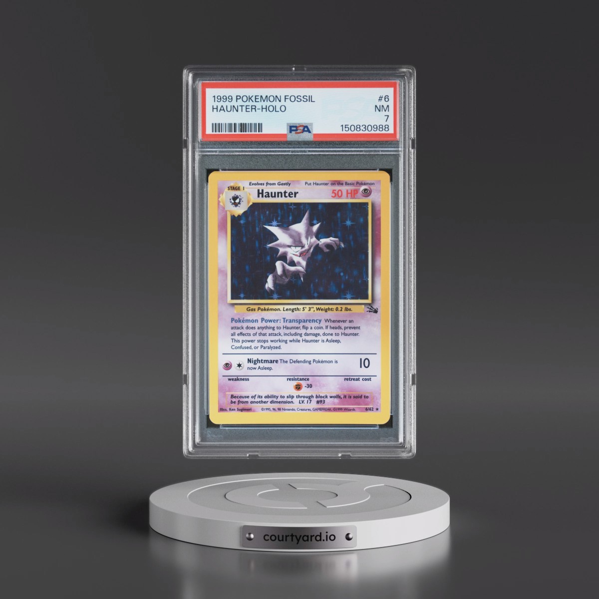 1999 Pokémon Fossil #6 Haunter - Holo (PSA 7 NM)