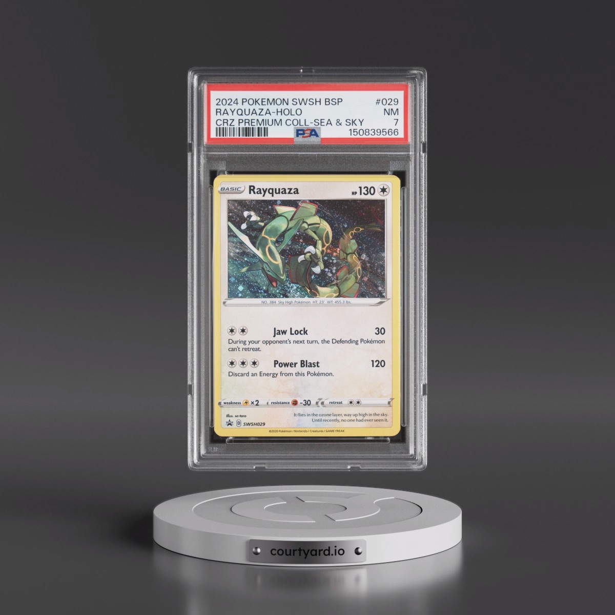 2024 Pokémon Swsh Black Star Promo #029 Rayquaza - Holo Crown Zenith Premium Collection Sea & Sky (PSA 7 NM)