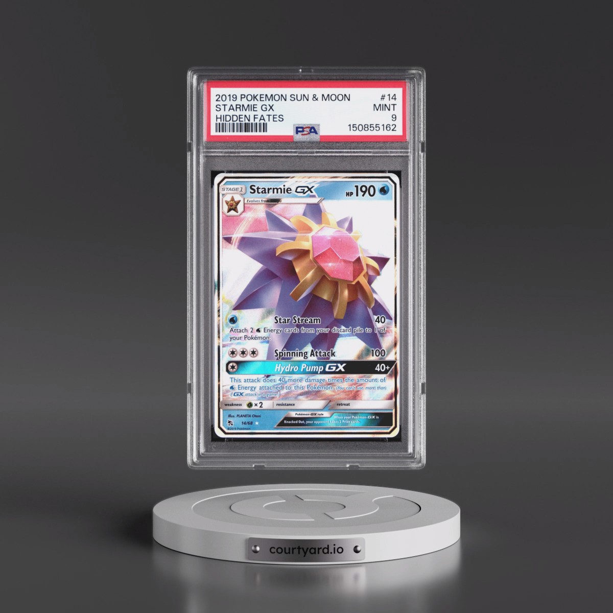 2019 Pokémon Sun & Moon Hidden Fates #14 Starmie GX - Holo (PSA 9 MINT)