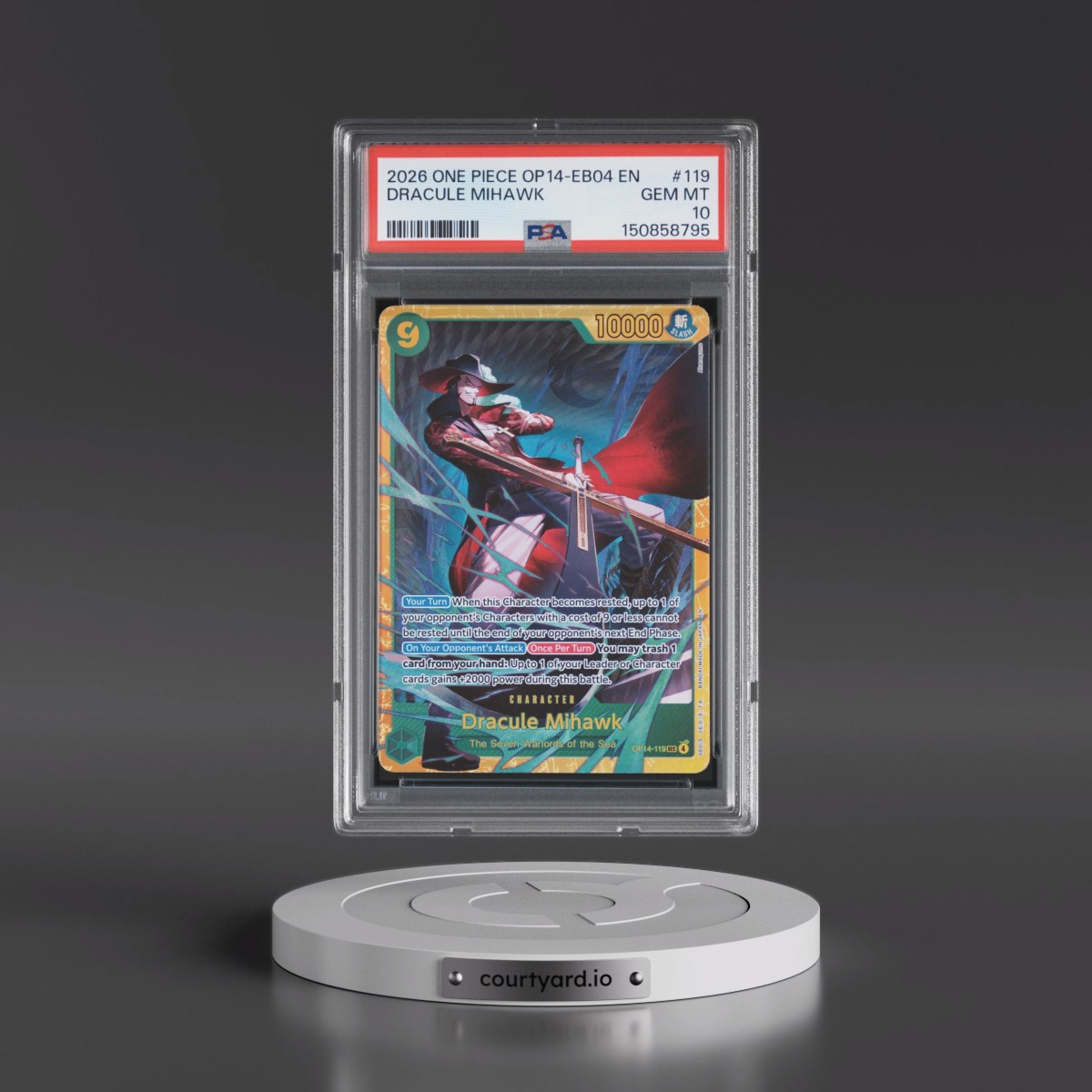 2026 One Piece OP14-EB04-the Azure Sea's Seven #119 Dracule Mihawk (PSA 10 GEM MINT)