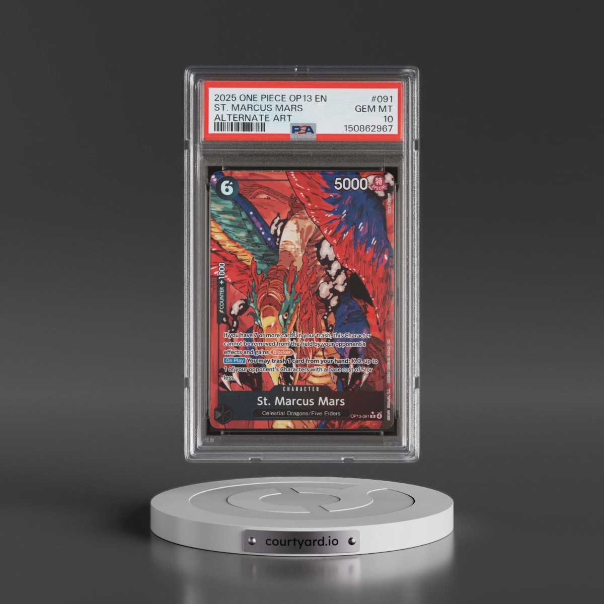 2025 One Piece OP13-Carrying on His Will #091 St. Marcus Mars - Alternate Art (PSA 10 GEM MINT)