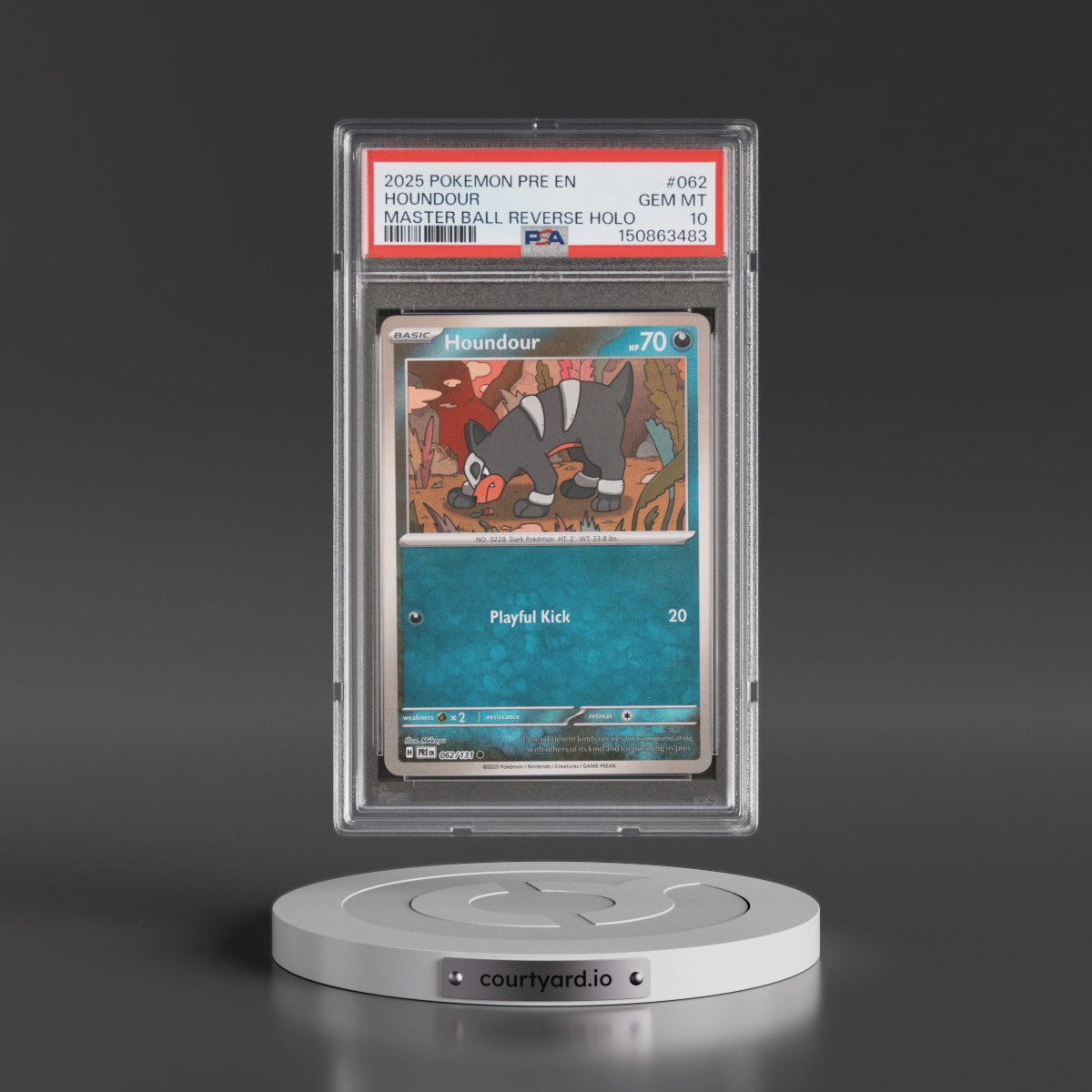 2025 Pokémon Pre EN-Prismatic Evolutions #062 Houndour - Reverse Holo Master Ball (PSA 10 GEM MINT)