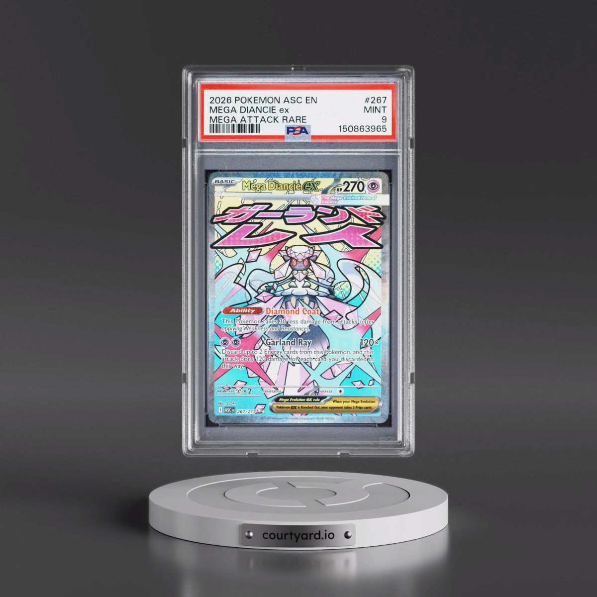 2026 Pokémon Asc EN-Ascended Heroes #267 Mega Diancie EX - Holo Mega Attack Rare (PSA 9 MINT)