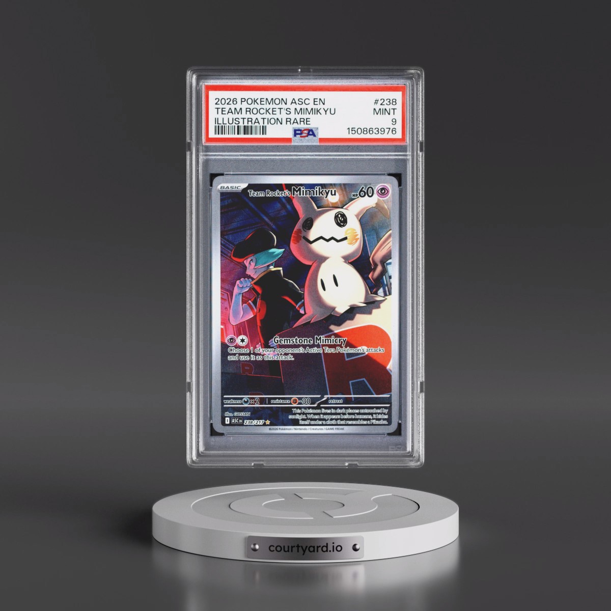 2026 Pokémon Asc EN-Ascended Heroes #238 Team Rocket's Mimikyu - Illustration Rare (PSA 9 MINT)