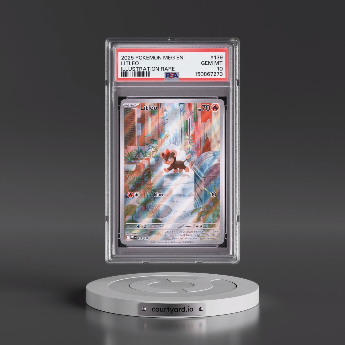 2025 Pokémon Meg EN-Mega Evolution #139 Litleo - Illustration Rare (PSA 10 GEM MINT)