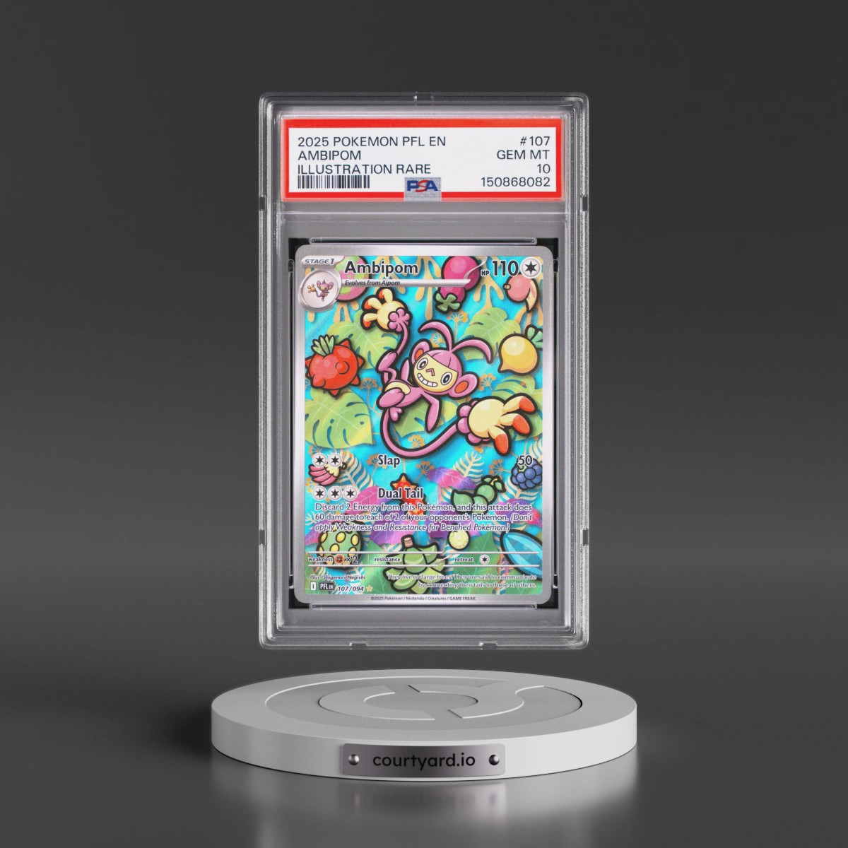 2025 Pokémon Pfl EN-Phantasmal Flames #107 Ambipom - Illustration Rare (PSA 10 GEM MINT)